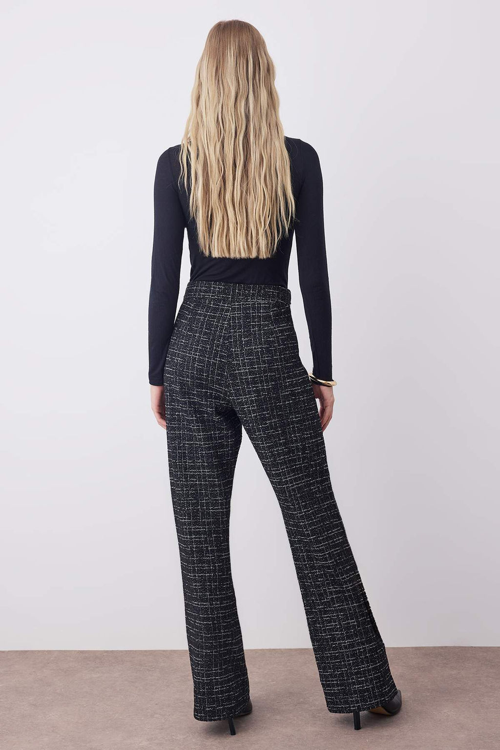 Siyah Tuvit Straigth/Duz Kesim Orme Pantolon TWOAW26PL00094 - Trendyolmilla фото 4