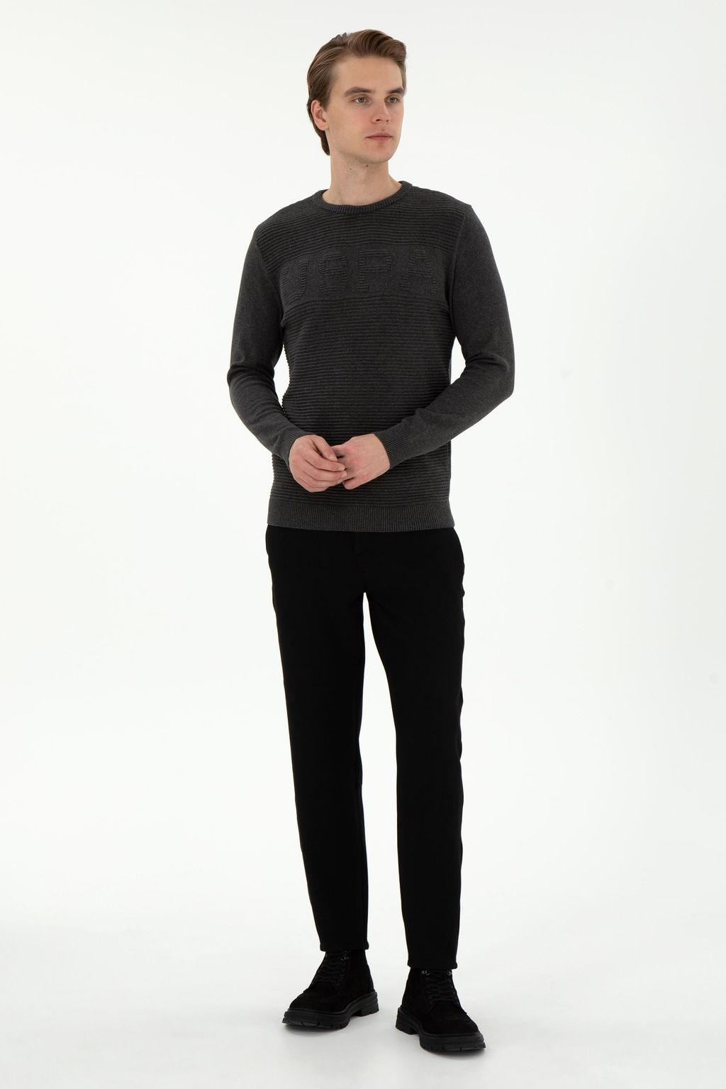 Erkek Jogger Fit Siyah Kanvas Pantolon