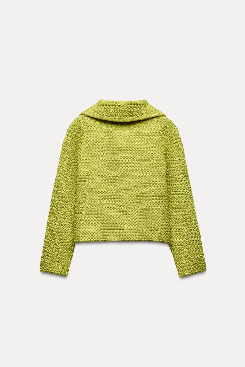 CHUNKY KNIT CARDIGAN WITH PETER PAN COLLAR - Zara фото 7