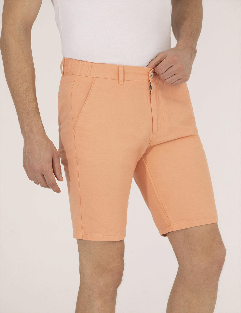 Turuncu Slim Fit Keten Kar___ml_ Bermuda _ort - Pierre cardin фото 6