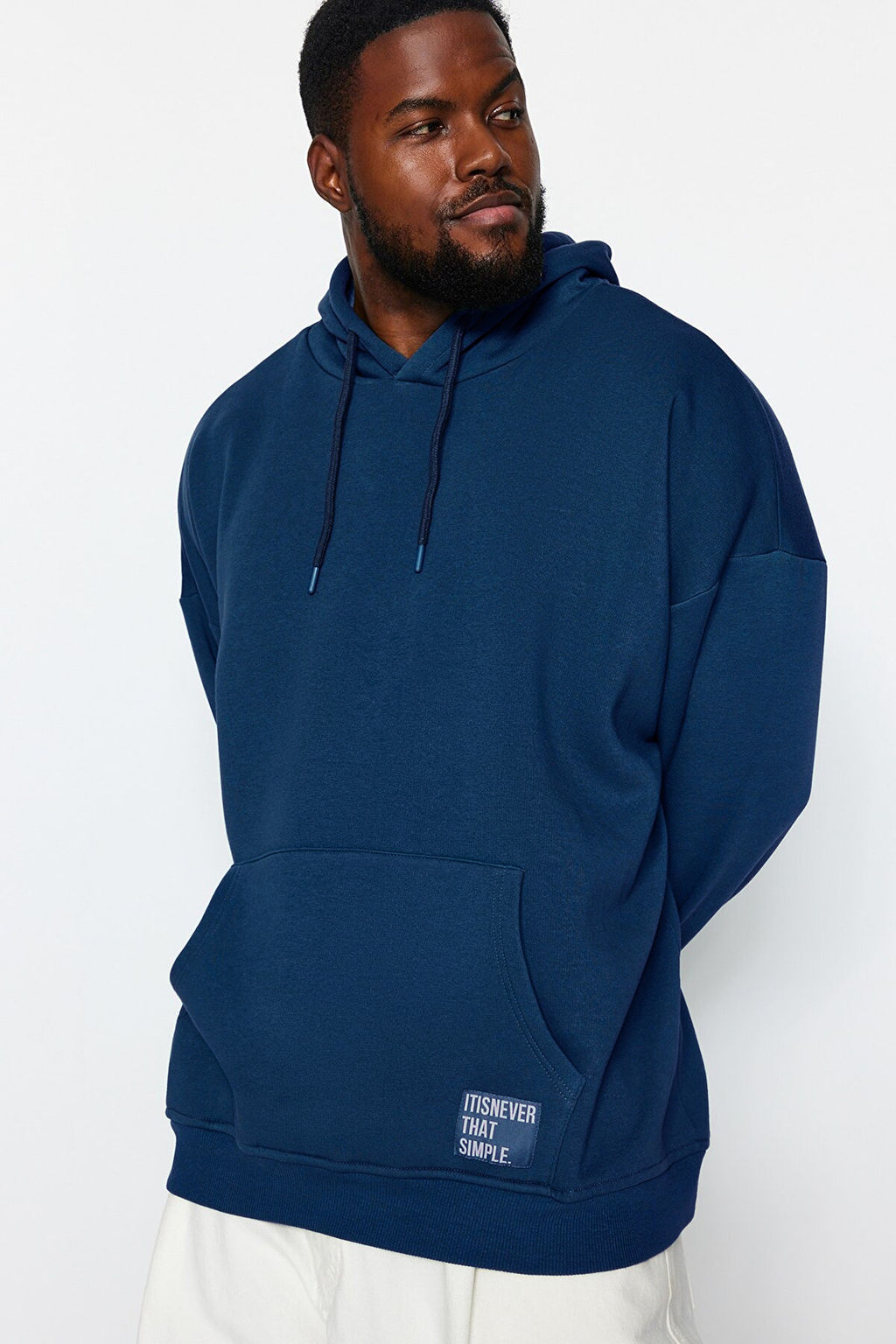 TRENDYOL MAN Antrasit Buyuk Beden Oversize Basic Rahat Kapusonlu Etiketli Ici Polarl? Sweatshirt TMNAW24AO00000 - Trendyolmilla фото 28