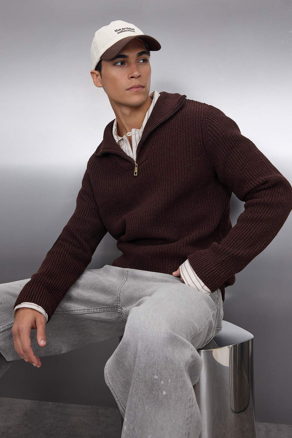 TRENDYOL MAN Ekru Regular Fit Yunlu Fermuarl? Bal?kc? Yaka Triko Kazak TMNAW22KZ0347 - Trendyolmilla фото 69