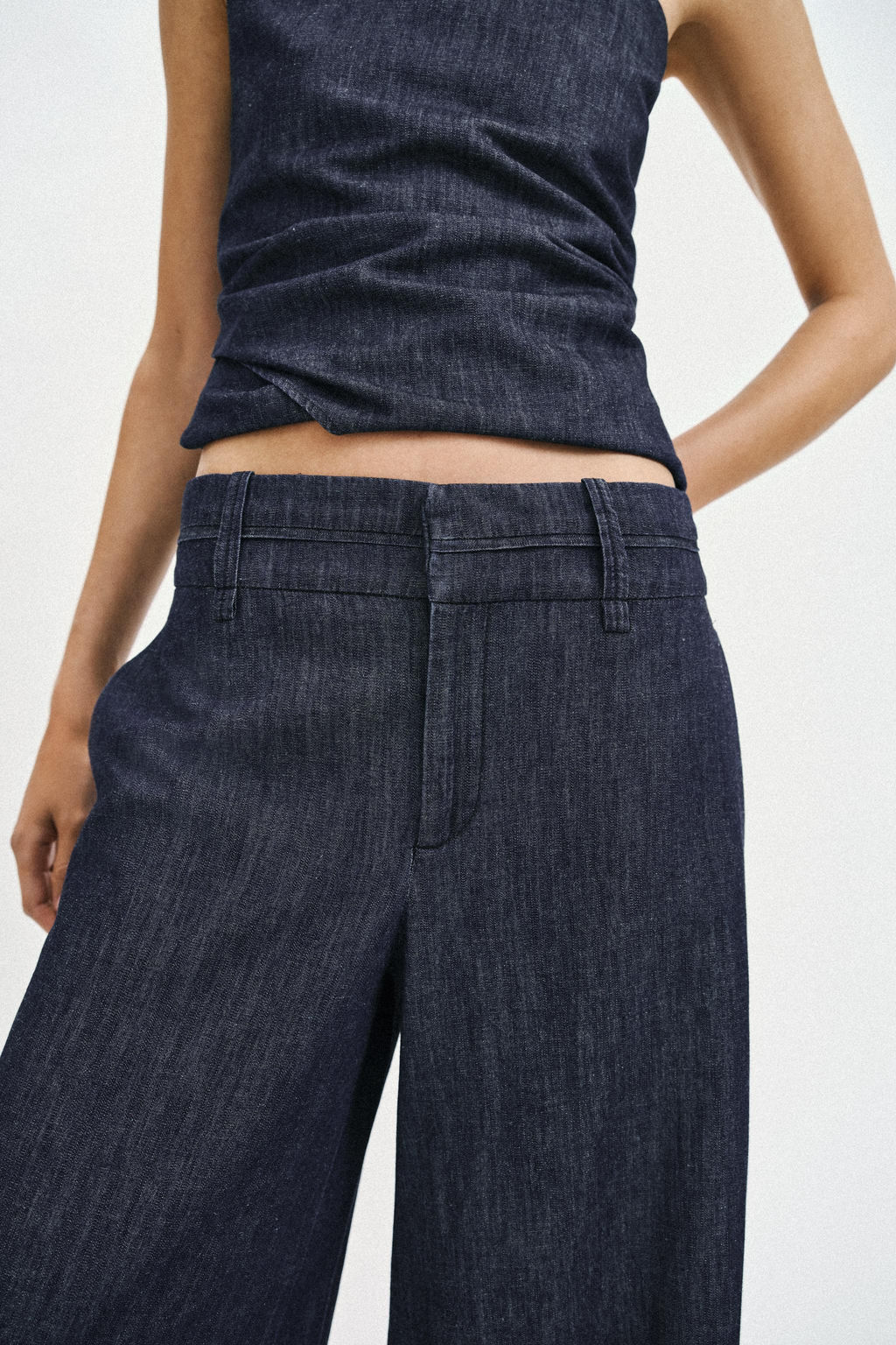 PANTAL?N ANCHO CON LINO / ?ndigo - Zara фото 4