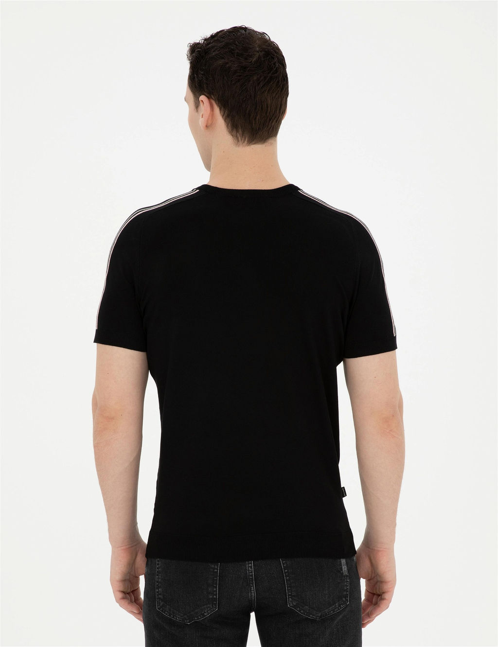 Siyah Slim Fit Bisiklet Yaka Triko Ti__rt
