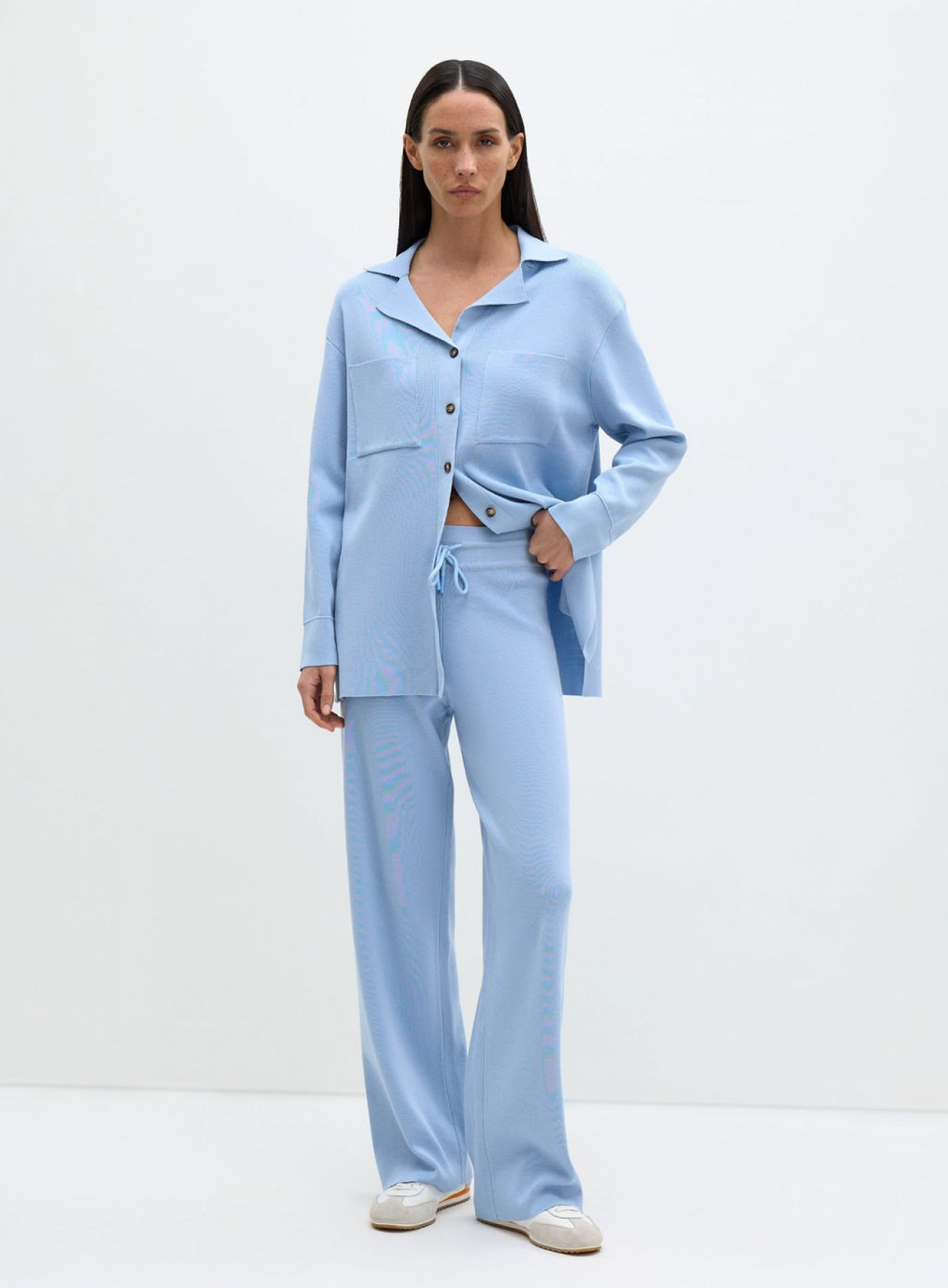 Conso/KSS 240710 - grey-blue Комплект кардиган и брюки  фото 7