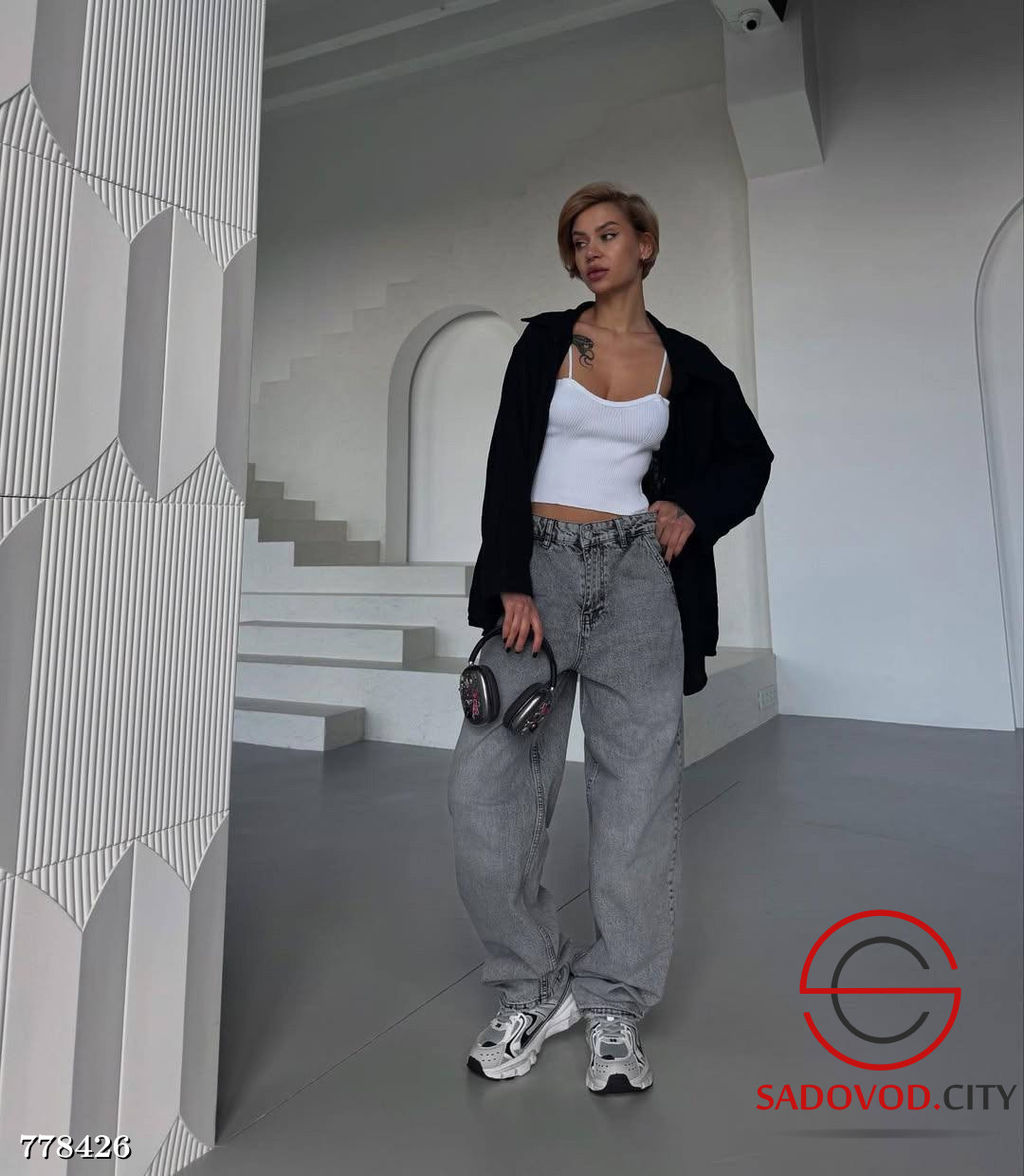 Джинсы багги свободные