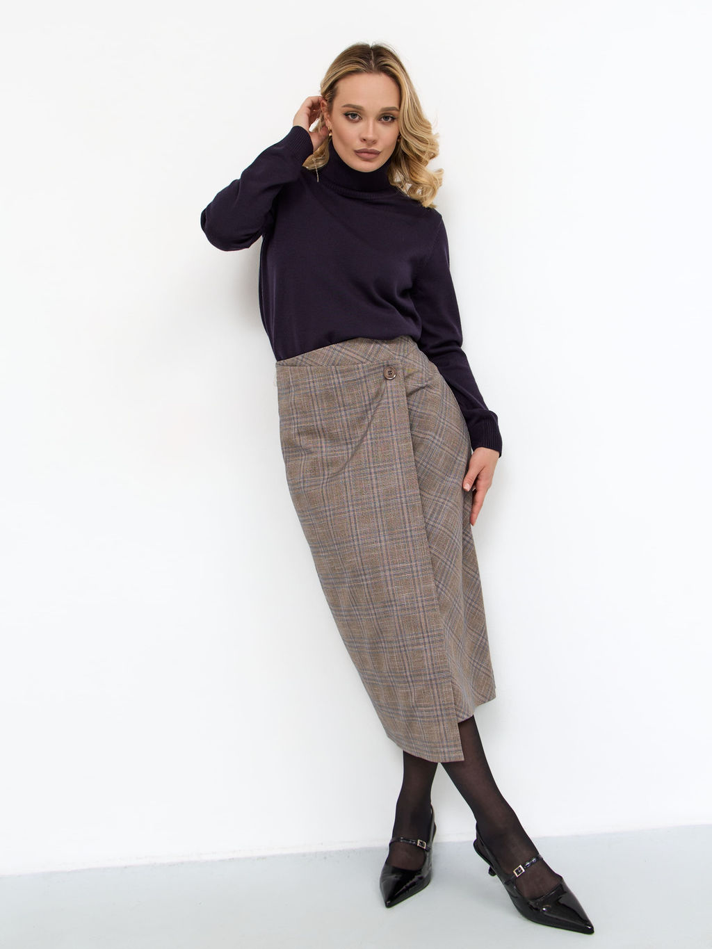 Юбка T-lab TL-SKT-010TK-JSP-бежевый клетка  фото 7