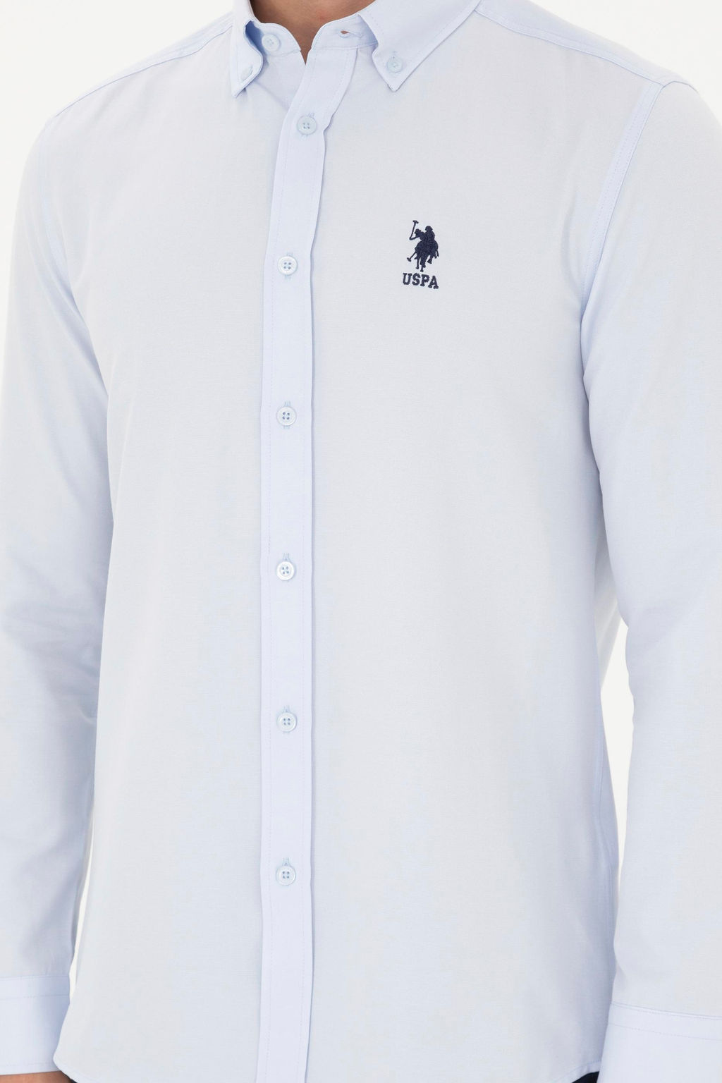 Мужская голубая базовая рубашка с длинным рукавом Неожиданная скидка в корзине - U.s. polo assn фото 6