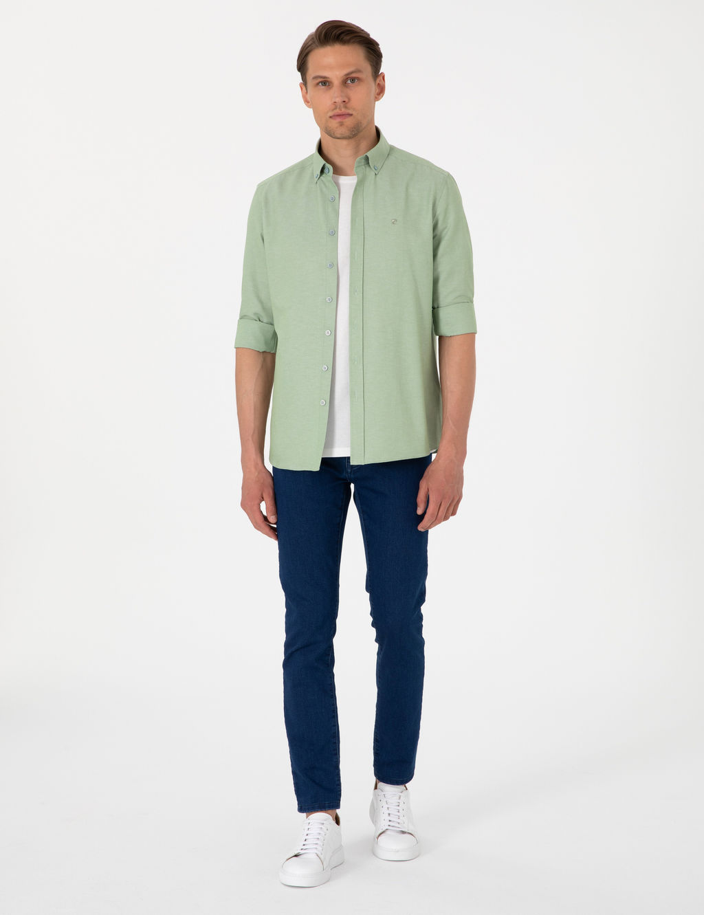 _a_la Oxford Slim Fit Kolay _t_lenebilir G_mlek