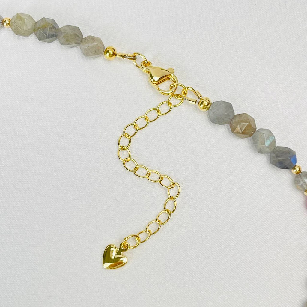 Колье из Лабрадора и Корунда (Рубин) 45 см +