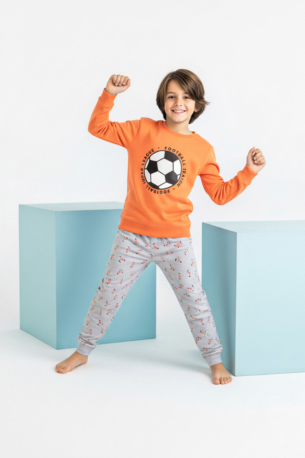 Somon-Gri Erkek Cocuk 4lu Bask?l? Pijama Tak?m? TKDAW26PT00009 - Trendyolmilla фото 2