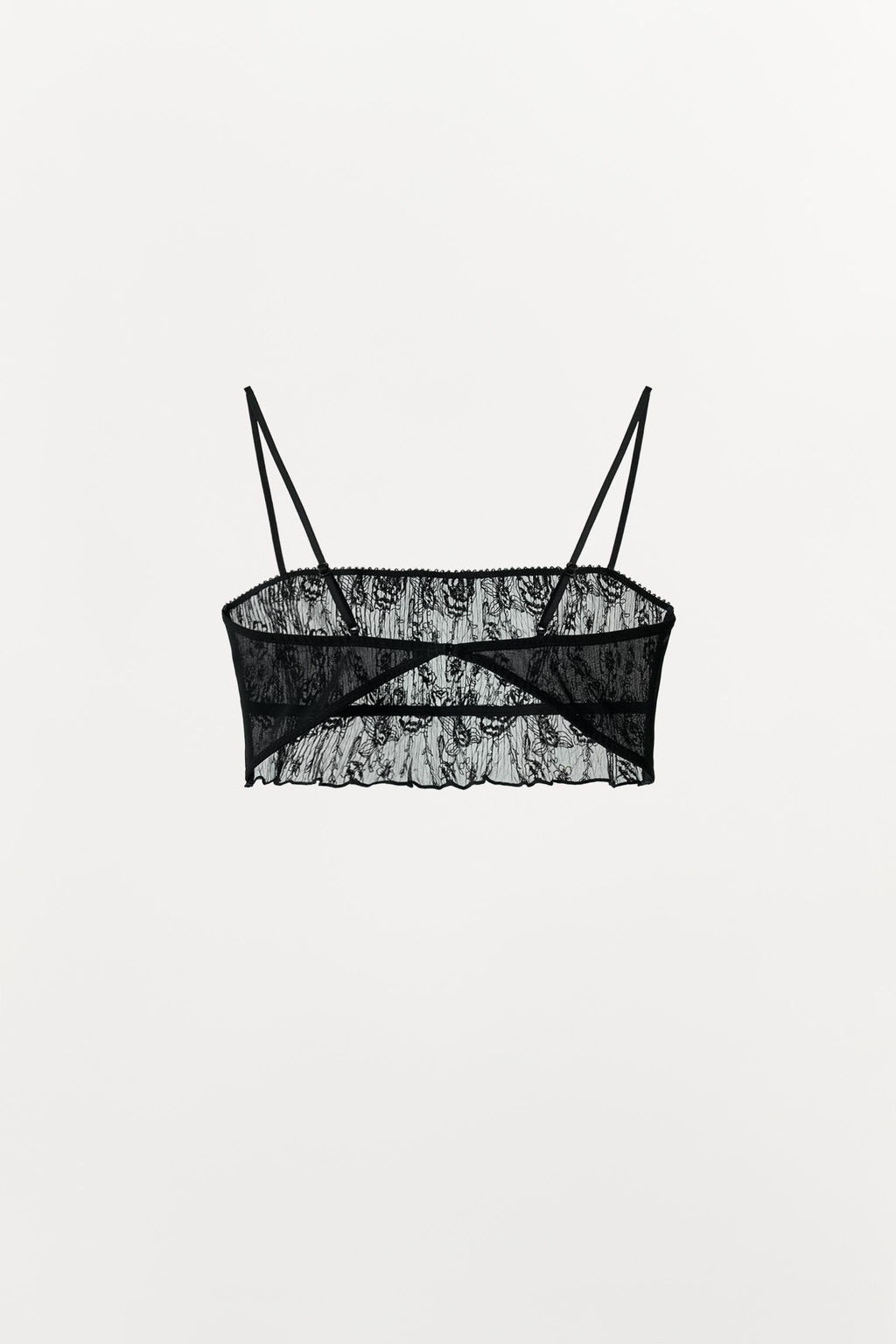 PLEATED LACE BRALETTE WITH EMBROIDERED FLOWERS - Zara фото 5