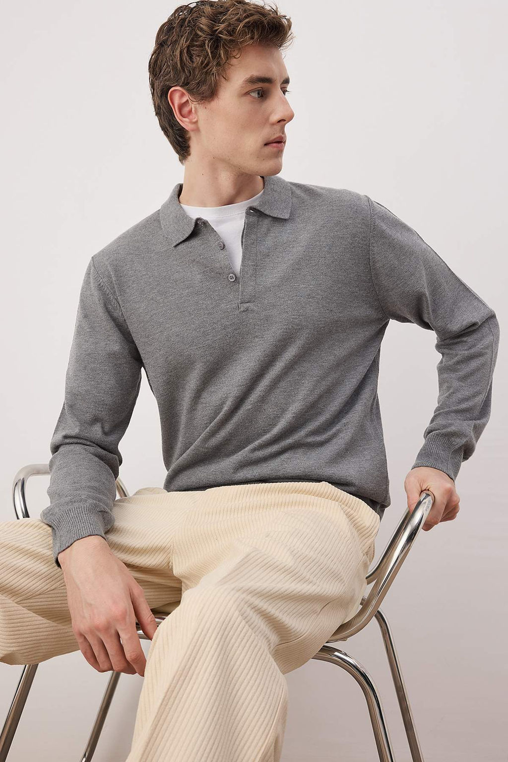 Lacivert Regular Polo Yaka Duz Kazak TMNAW26KZ00009 - Trendyolmilla фото 6