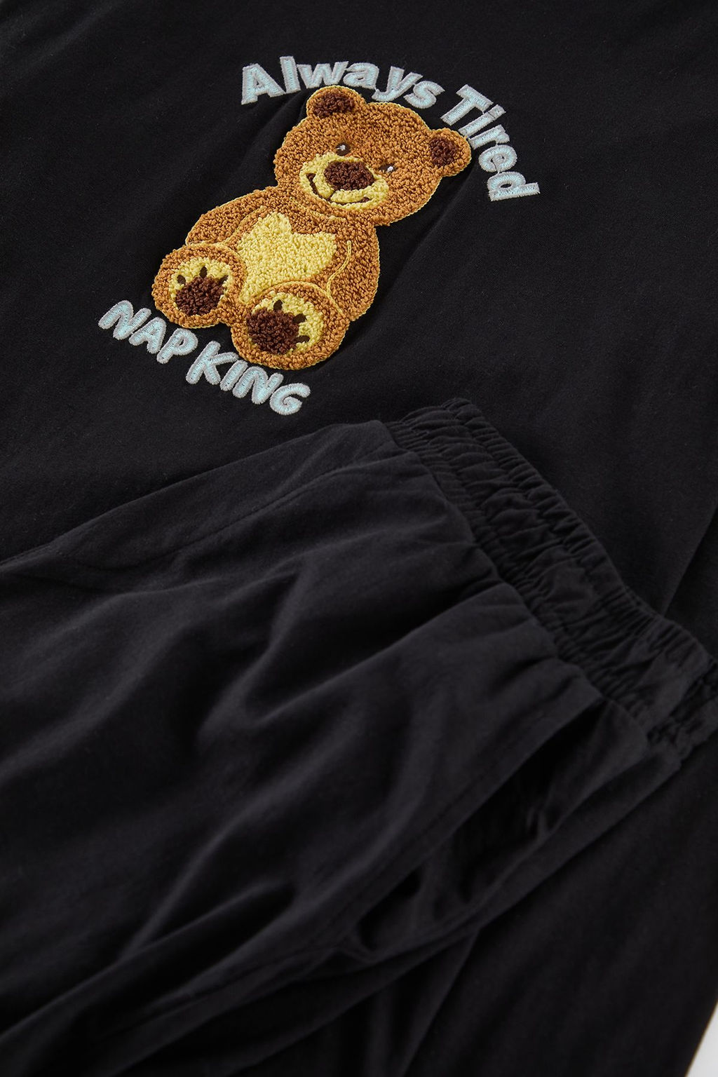 TRENDYOL MAN Siyah Ay?c?k Nak?sl? Regular Fit Orme Pijama Tak?m? TMNAW25PT00032 - Trendyolmilla фото 2