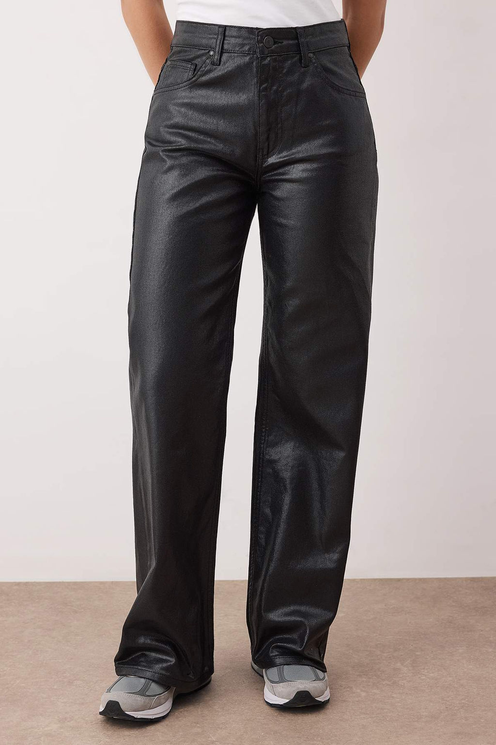 Siyah Kaplama Yuksek Bel Wide Leg Jeans TWOAW26JE00156 - Trendyolmilla фото 3