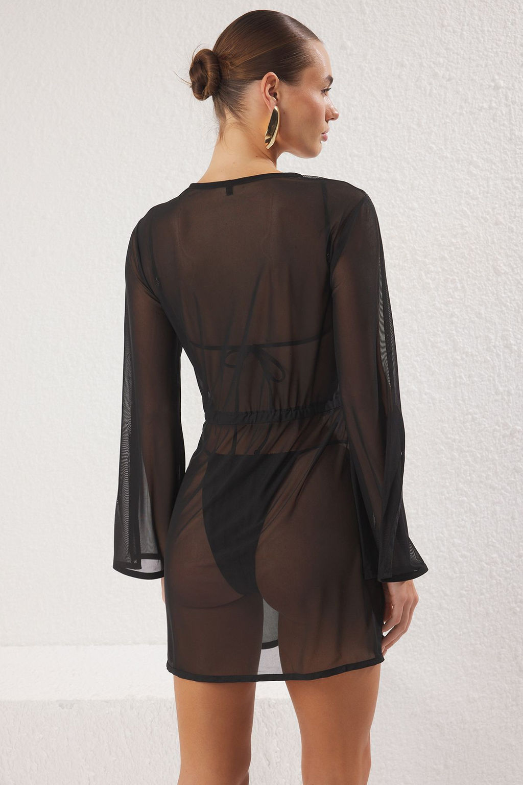 Siyah Mini Dokuma Kusakl? Transparan Plaj Kimono&Kaftan TBESS25KM00006 - Trendyolmilla фото 4