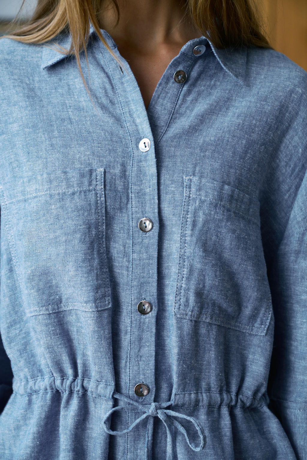 CAMISA SAFARI CON LINO SET / Azul claro - Zara фото 7