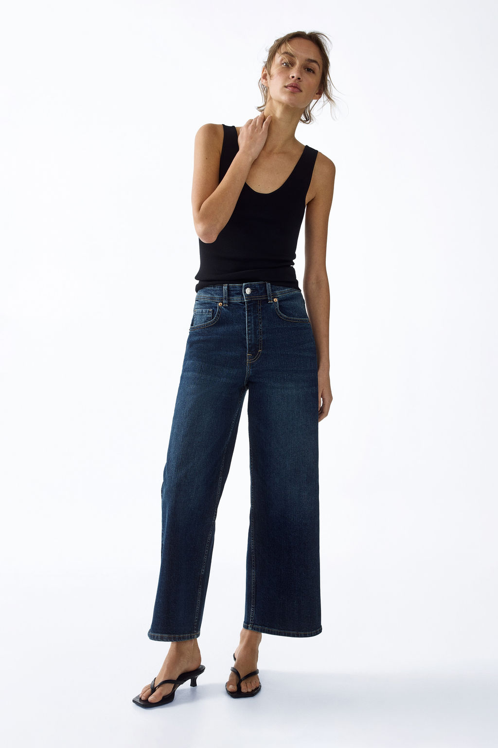 Wide High Waist Ankle Jeans - H&m фото 7