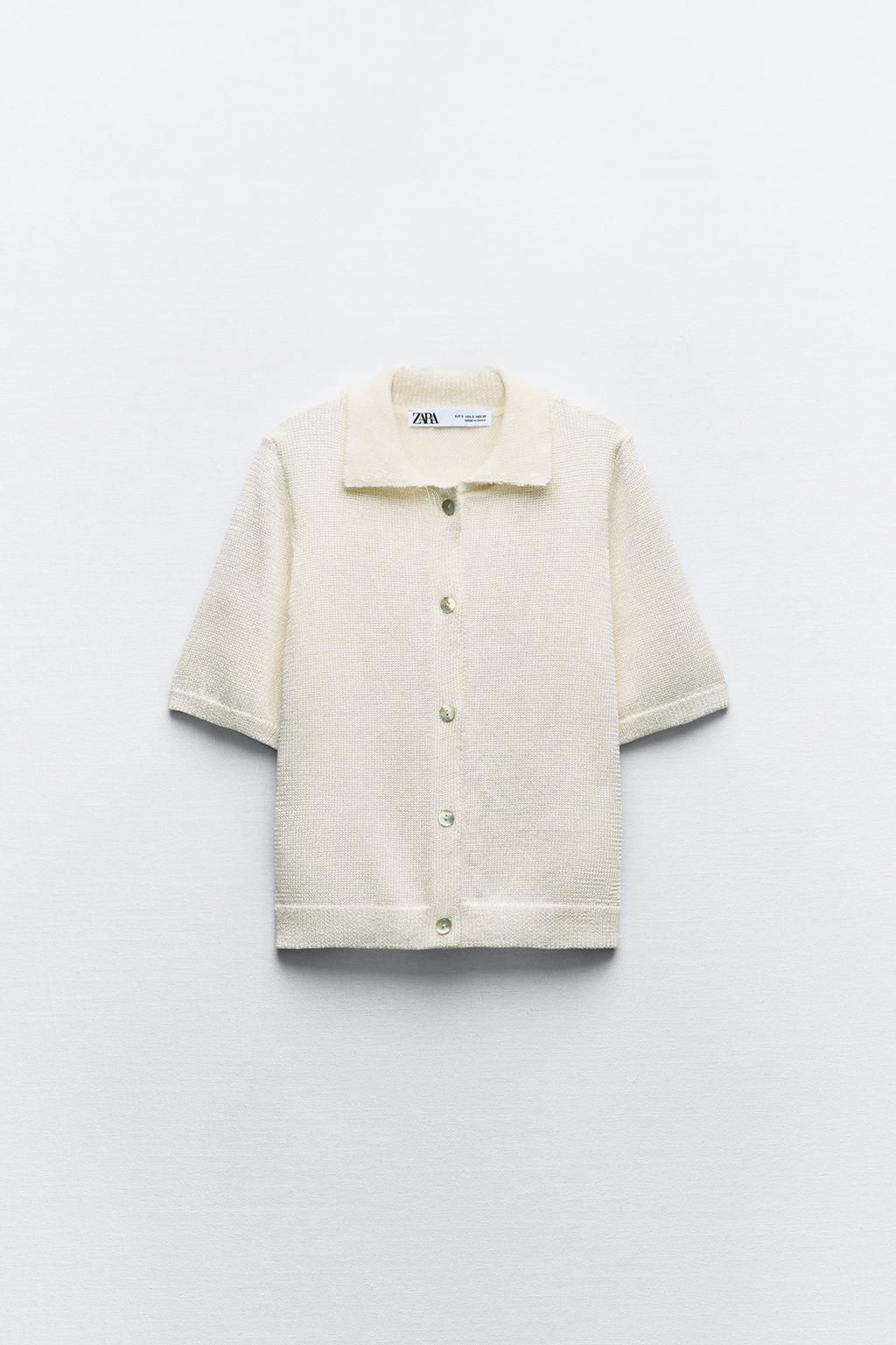 PLAIN KNIT POLO COLLAR TOP - Zara фото 6