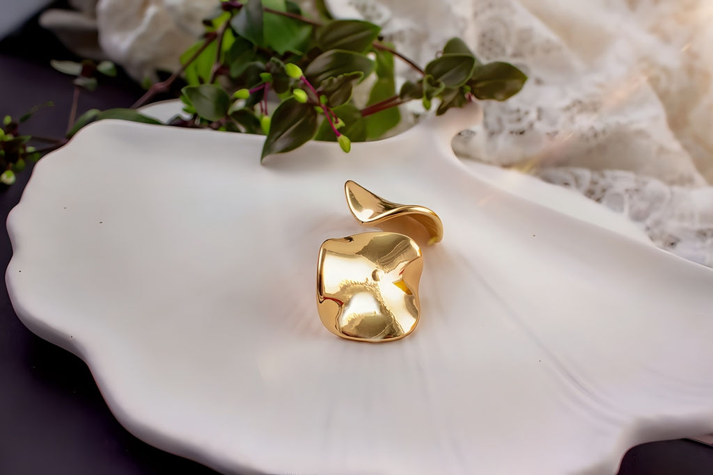 Серьги с эффектом мятого металла Круг  + Подарок