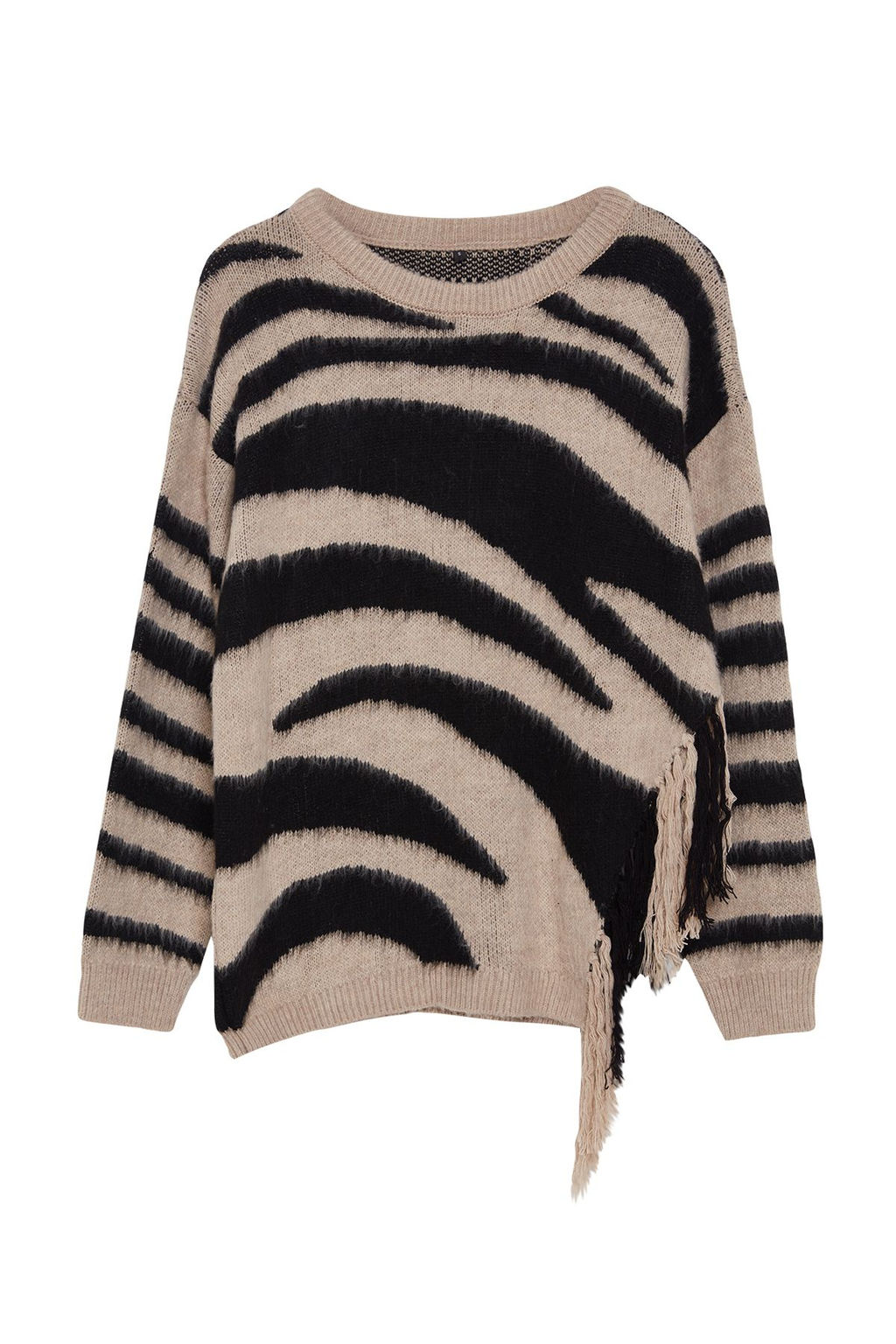 Vizon Yumusak Dokulu Zebra Desenli Triko Kazak TWOAW25KZ00178 - Trendyolmilla фото 6