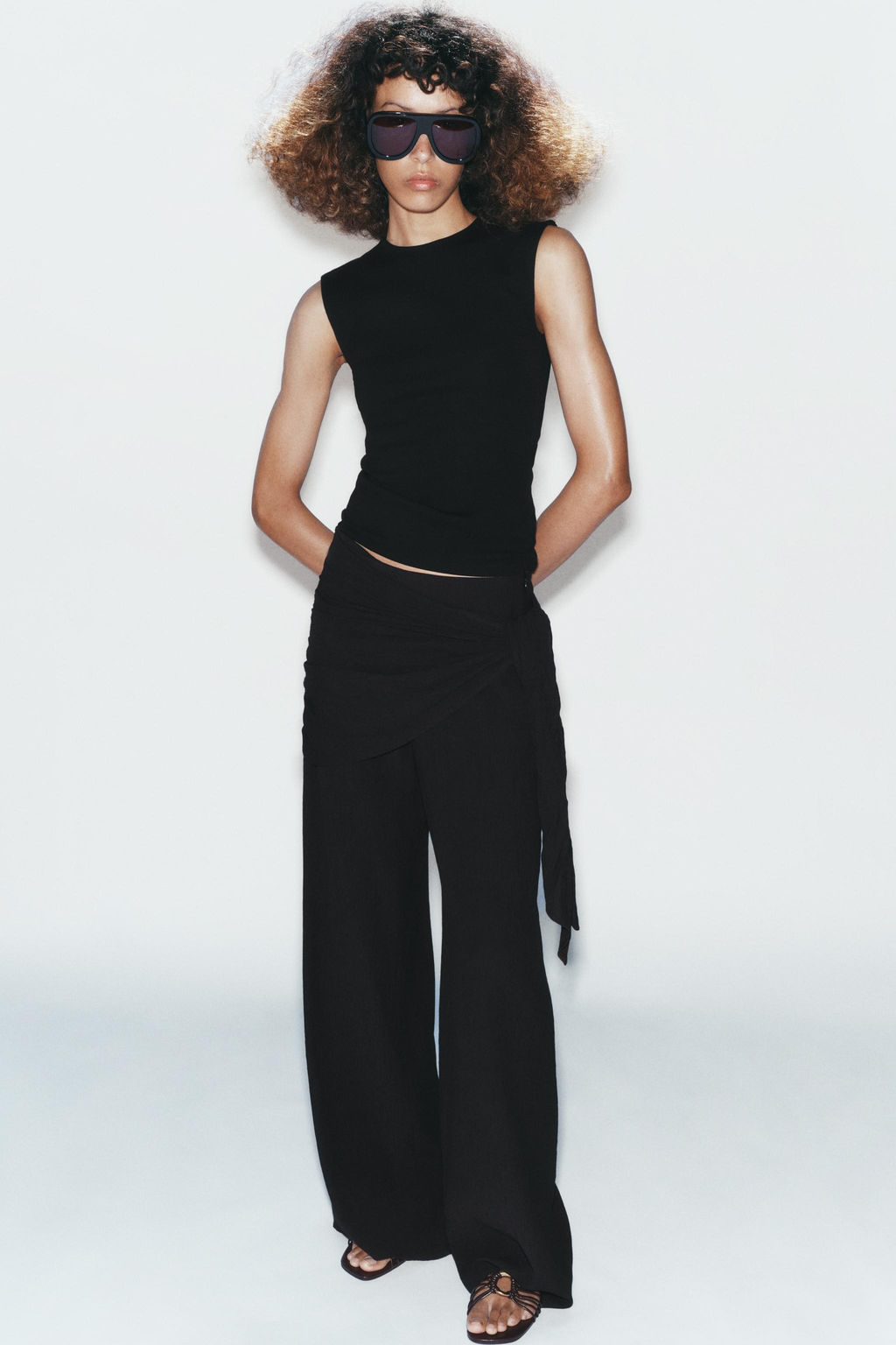 PANTAL?N ANCHO PA?UELO / Negro - Zara фото 3