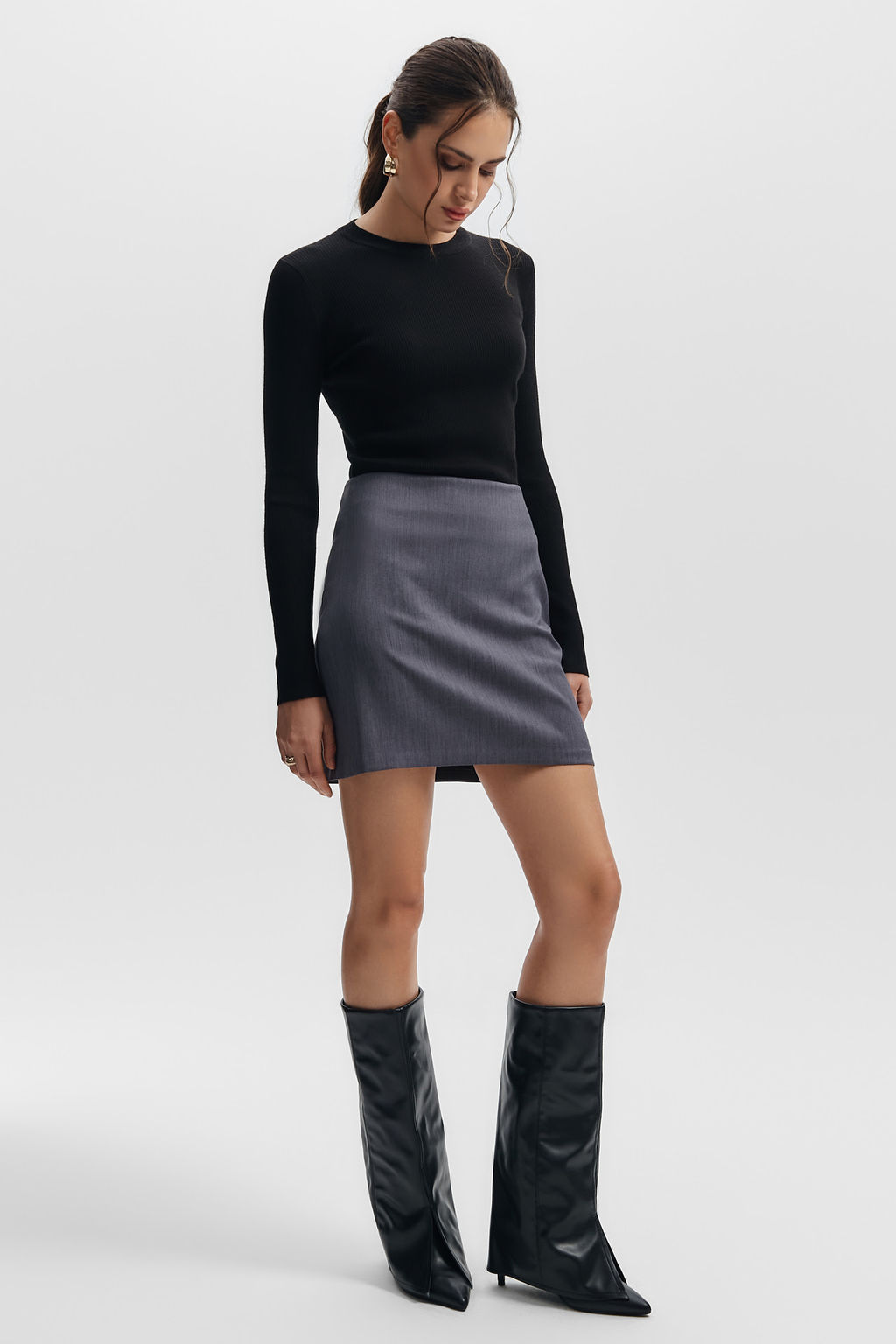 Юбка мини с эффектом меланж - Mollis фото 3