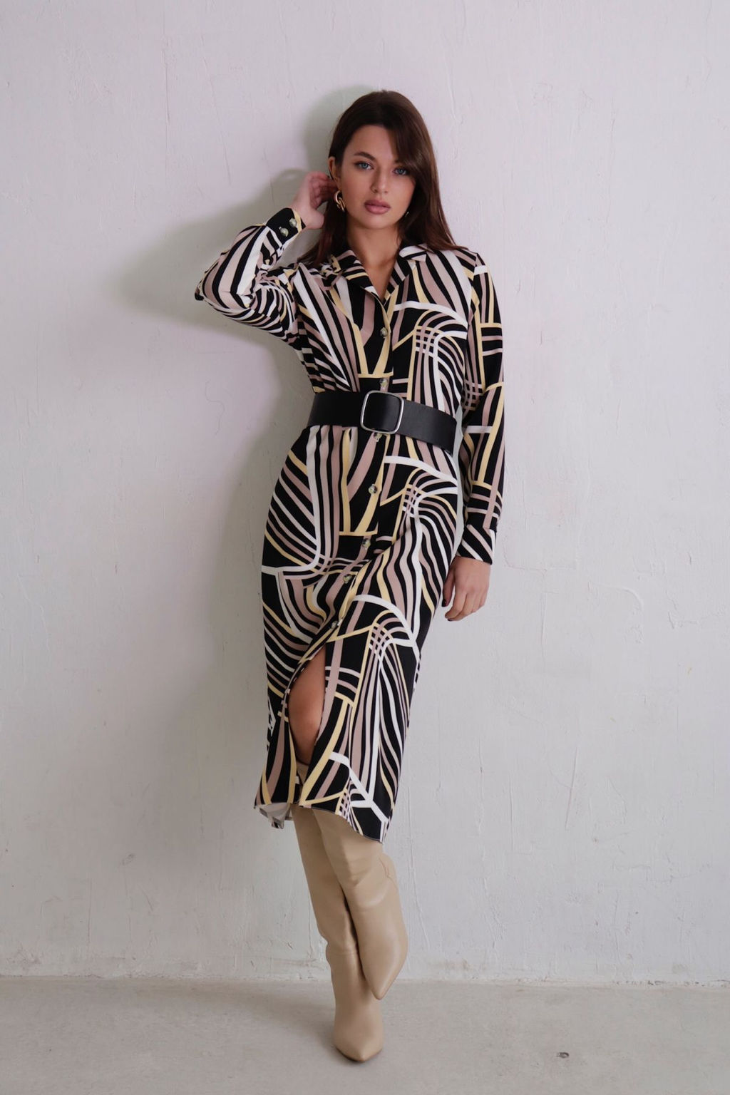 Платье-рубашка с английским воротником принт - Martichelli фото 43