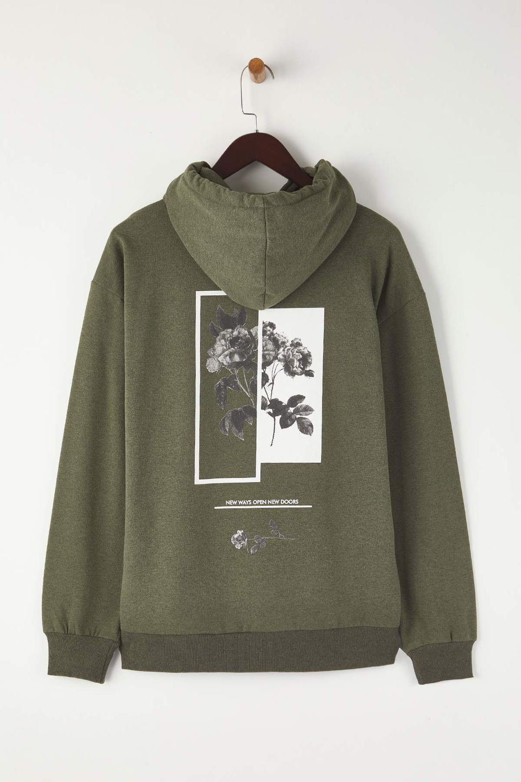 TRENDYOL MAN Siyah Oversize/Genis Kesim Kapusonlu Ici Polar/S?cak Tutan Cicek Bask?l? Sweatshirt TMNAW22SW1651 - Trendyolmilla фото 27