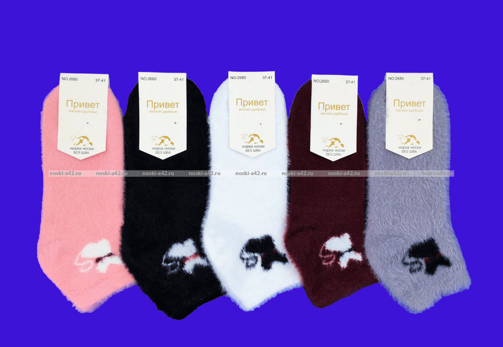 Цена за 10 шт. ПриветBS термоноски женские АНГОРА НОРКА "Кошечка" арт. 2680