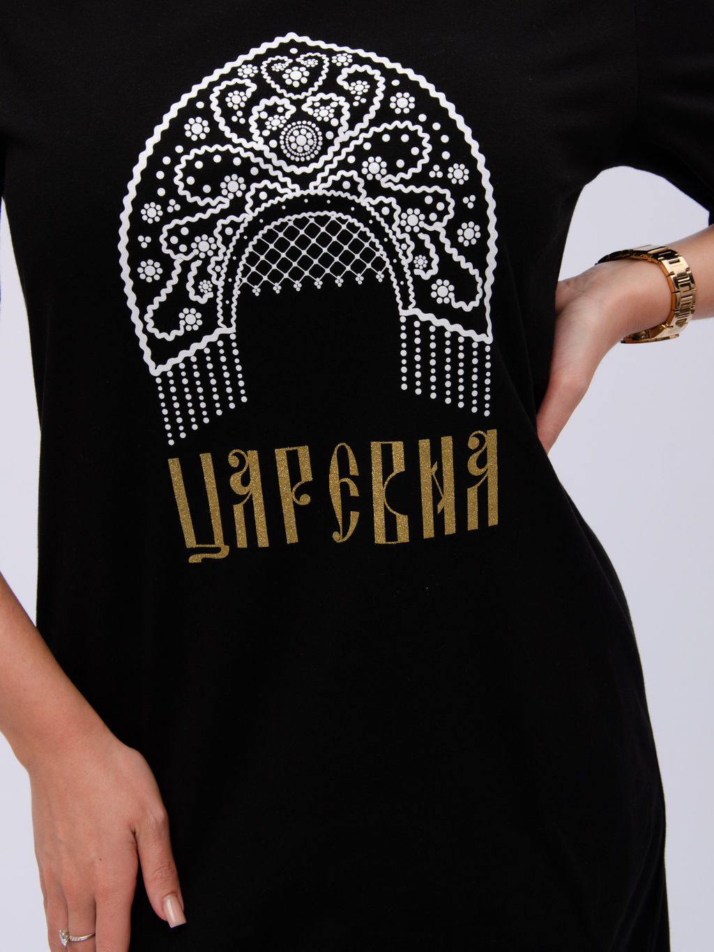 Сорочка "Царевна" чёрная, трикотаж