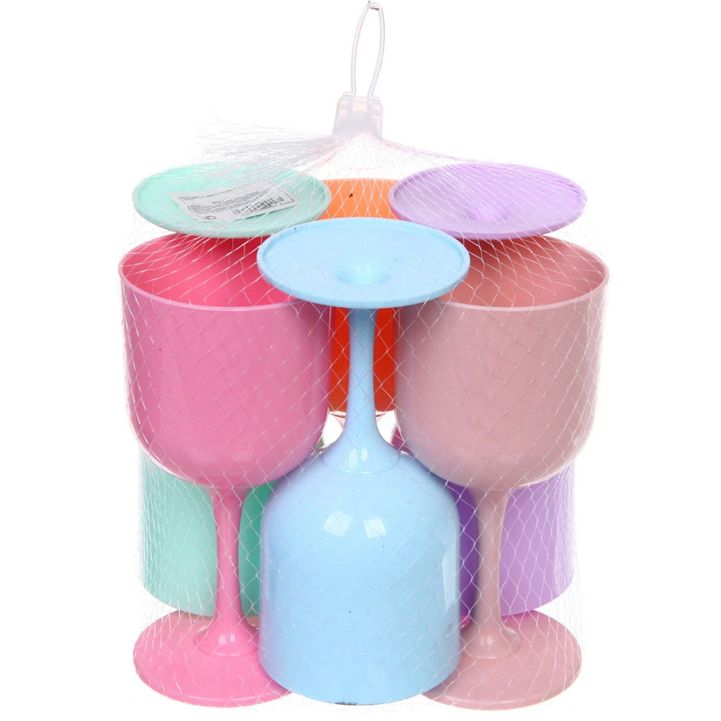 Бокал для вина 250мл в наборе 6шт "Пастель", микс цветов