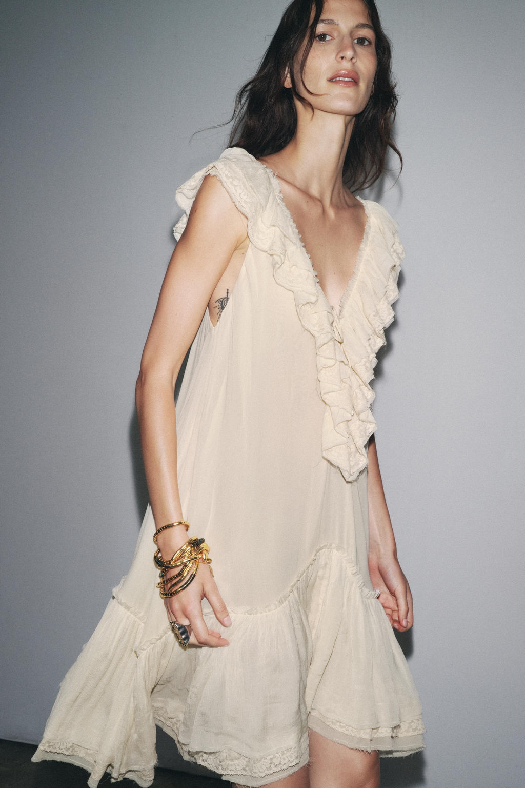 ZW COLLECTION LACE RUFFLE DRESS - Zara фото 9