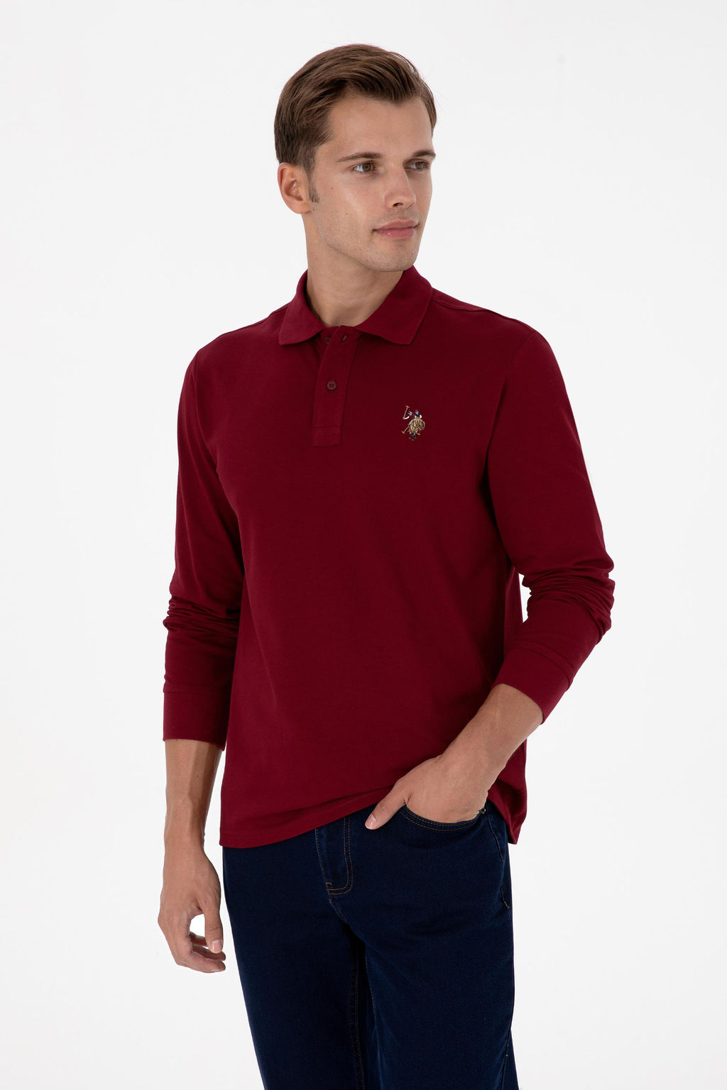 Erkek Regular Fit Polo Yaka Bordo Basic Sweatshirt Sepette S_rpriz _ndirim - U.s. polo assn фото 3