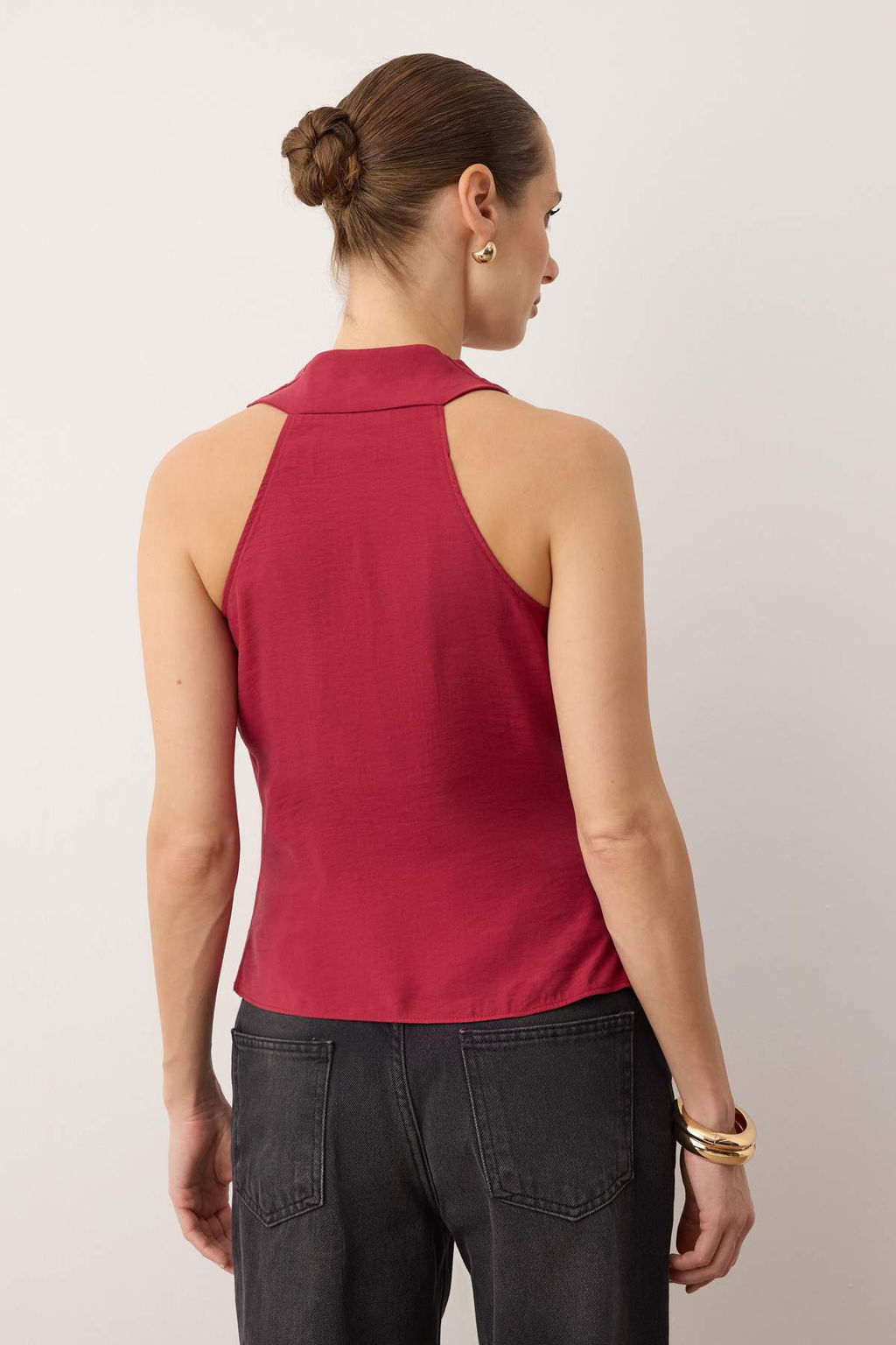 Limited Edition Bordo Modal Kruvaze Dokuma Bluz TWOSS25BZ00363