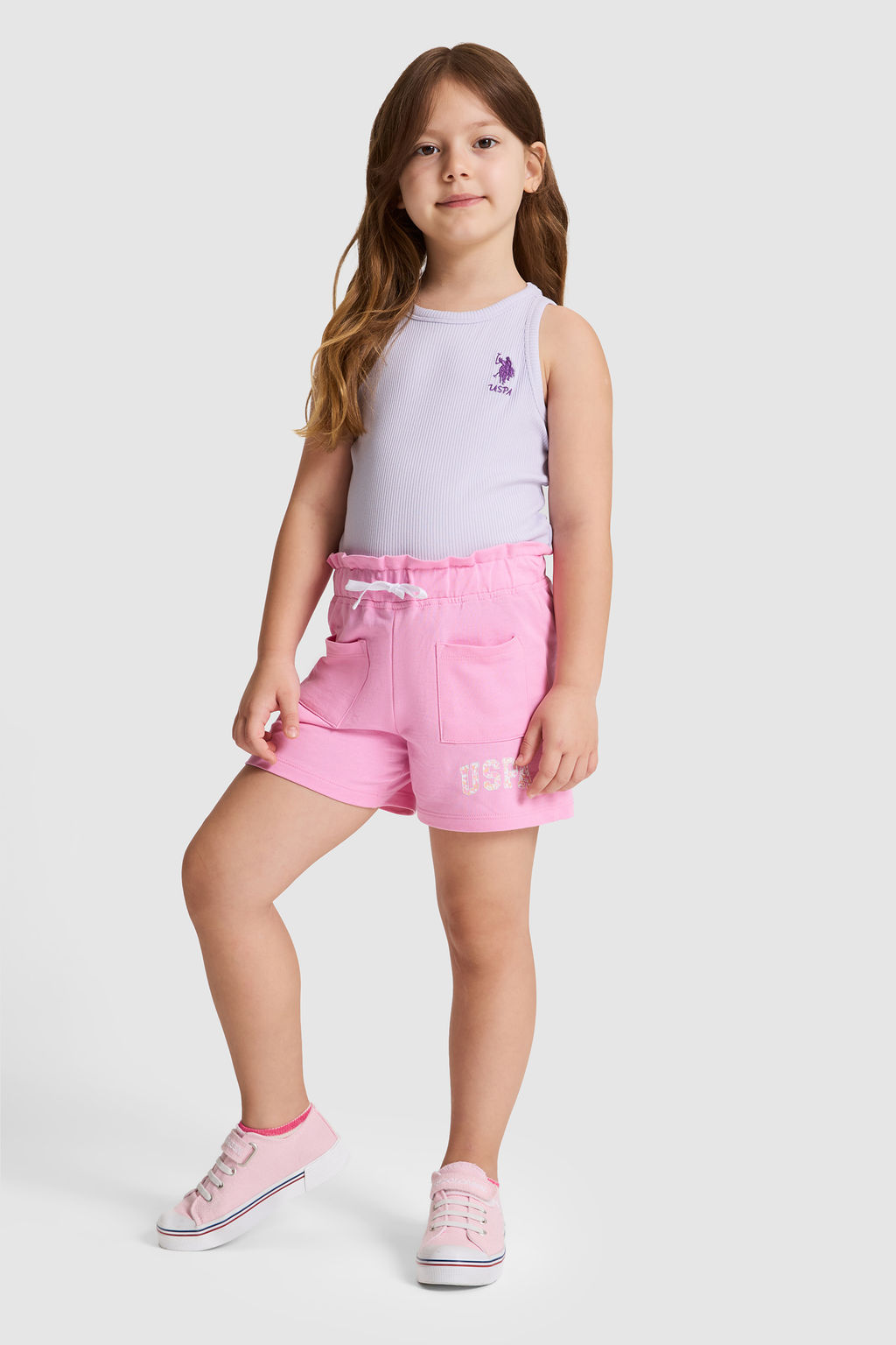 K_z _ocuk Lila Bisiklet Yaka Basic Ti__rt - U.s. polo assn фото 4