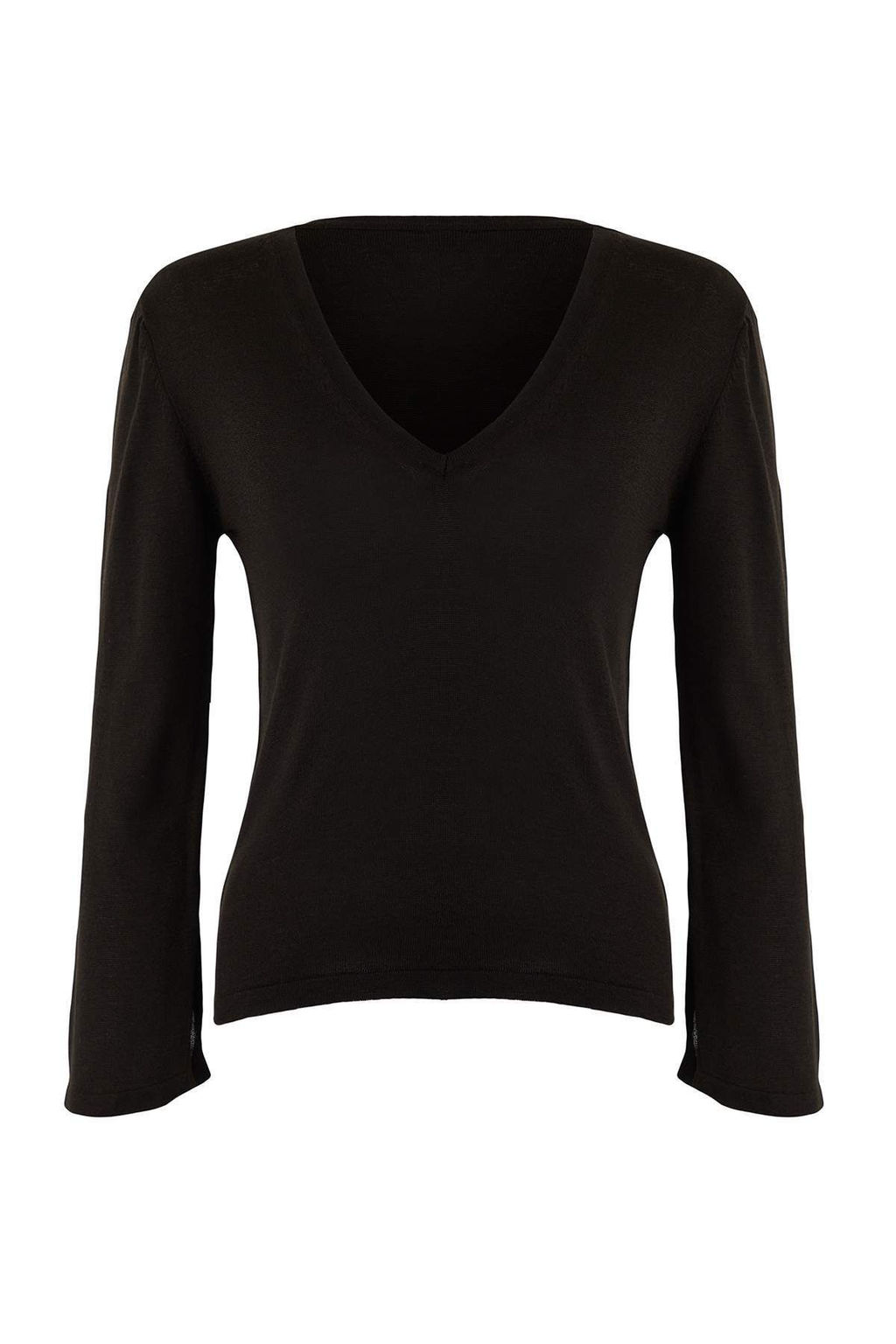 Siyah V Yaka Basic Triko Kazak | TWOAW26KZ00101 - Trendyolmilla фото 5