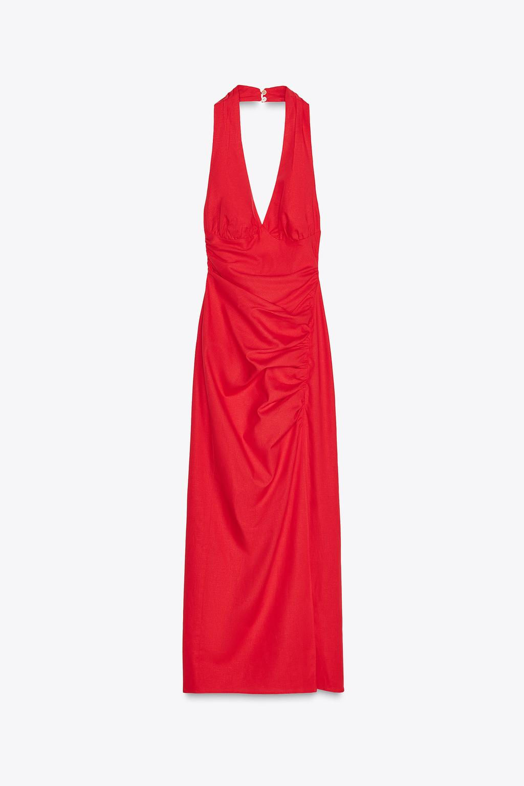 DRAPED MIDI DRESS LINEN BLEND - Zara фото 6