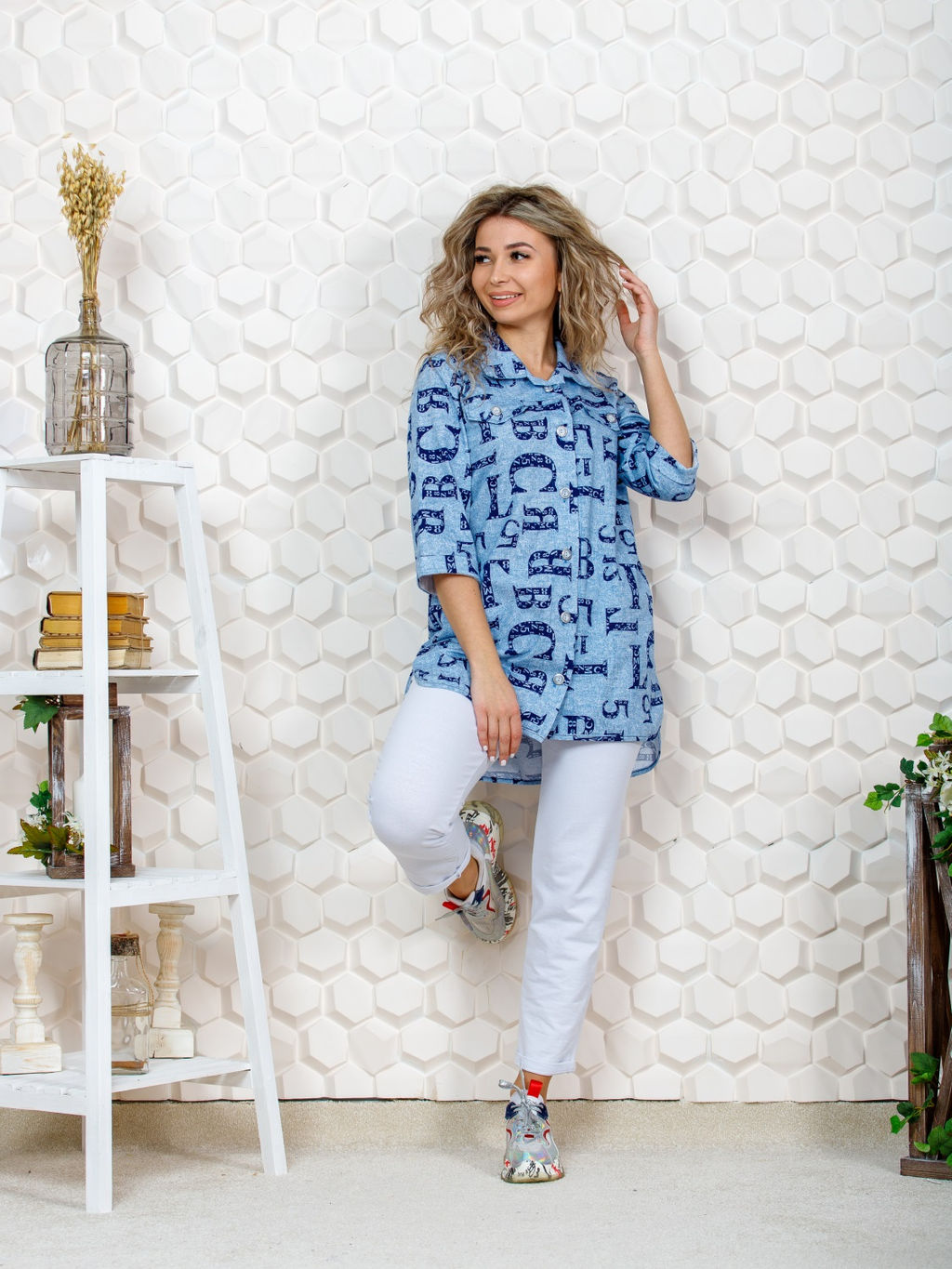 445 Туника "Буквы на голубом"