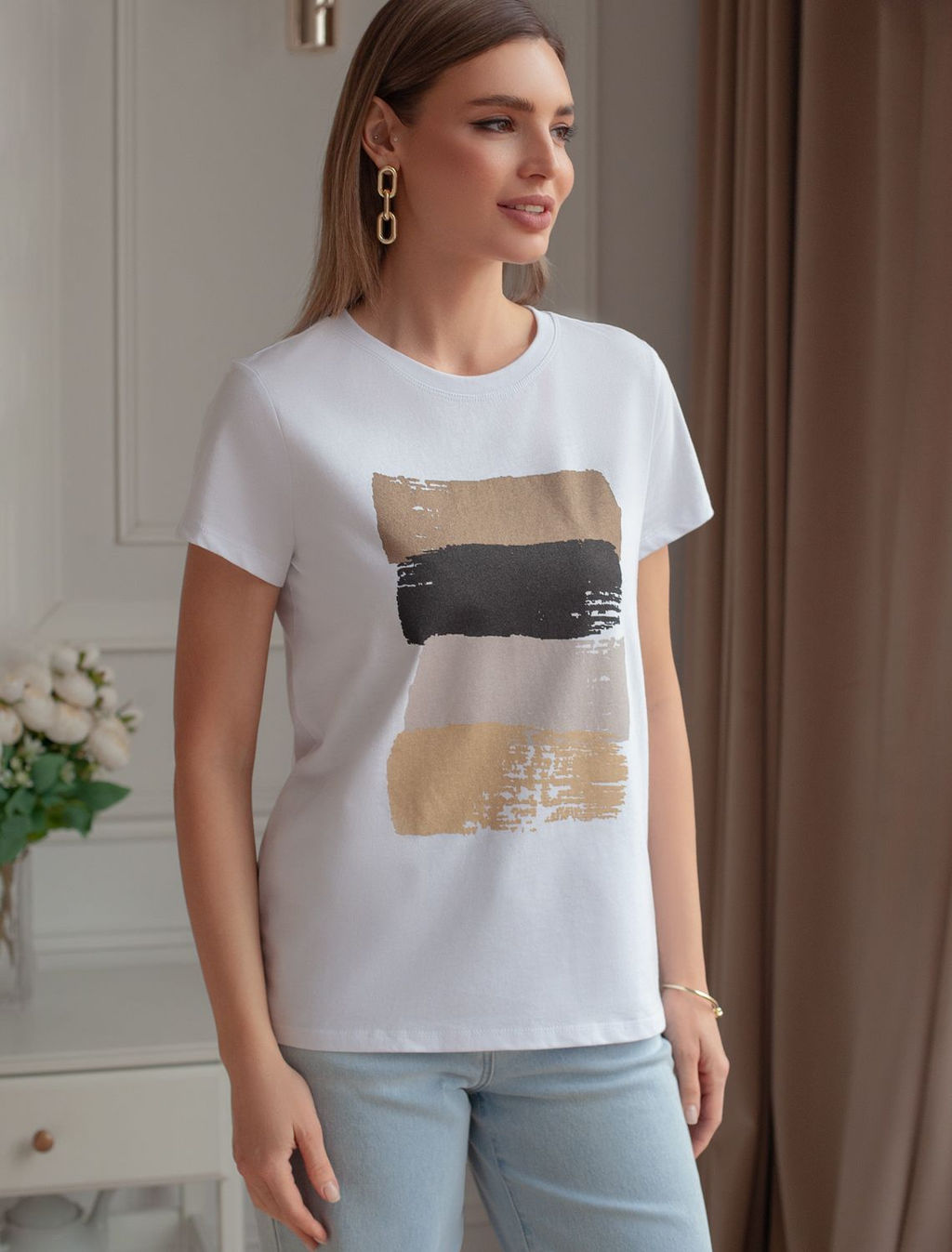 Футболка из 100% хлопка с авторским принтом VILATTE