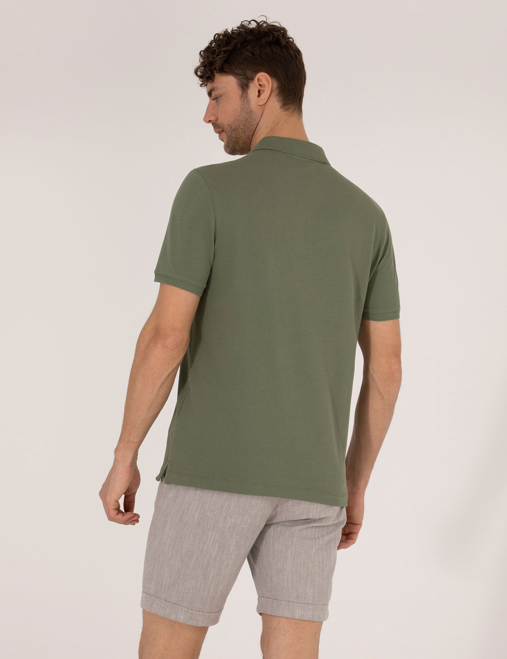 Haki Regular Fit Polo Yaka Basic Ti__rt