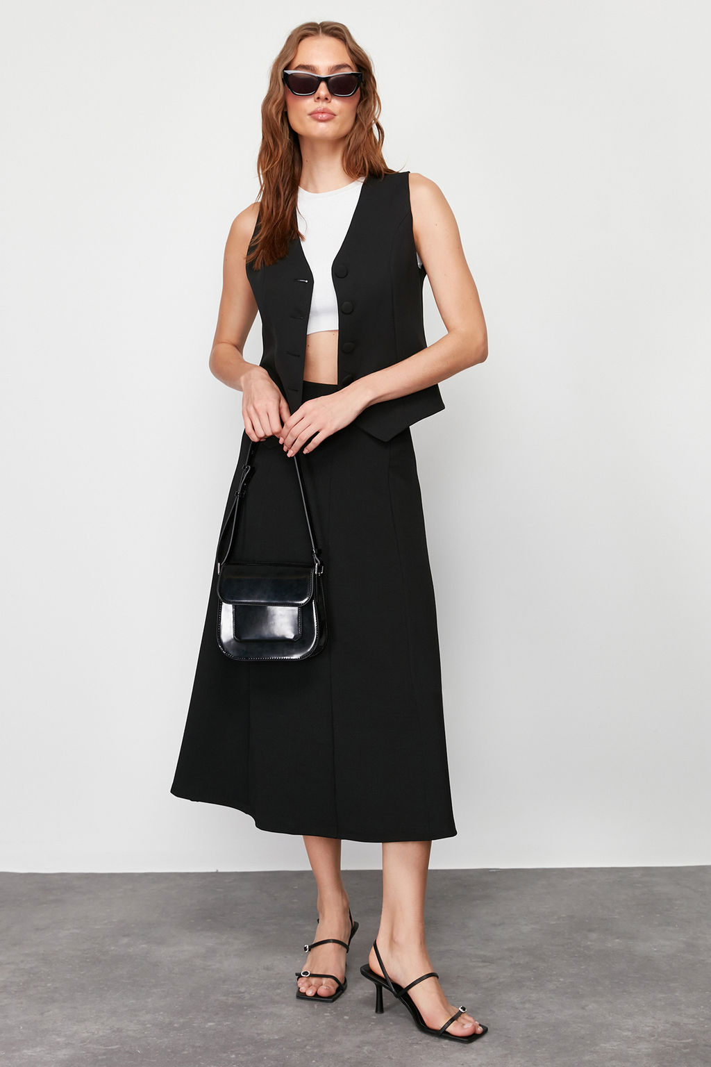 Trendyolmilla Siyah Klos Maxi Esnek Orme Etek TWOSS24ET00156 фото 6