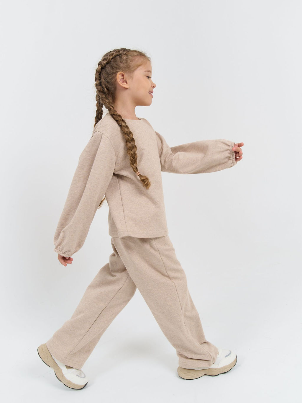 Костюм со свитшотом из 100% хлопка Бежевый меланж облегченный - Bungly фото 12