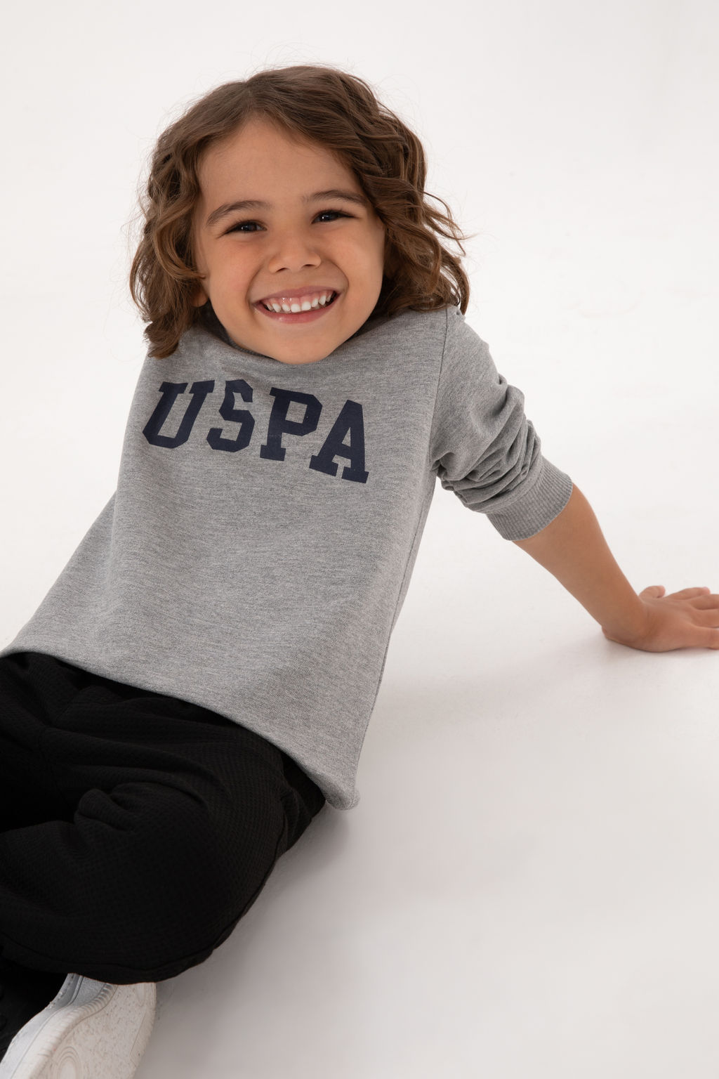 Erkek _ocuk Gri Melanj Bisiklet Yaka Basic Sweatshirt Sepette S_rpriz _ndirim - U.s. polo assn фото 4