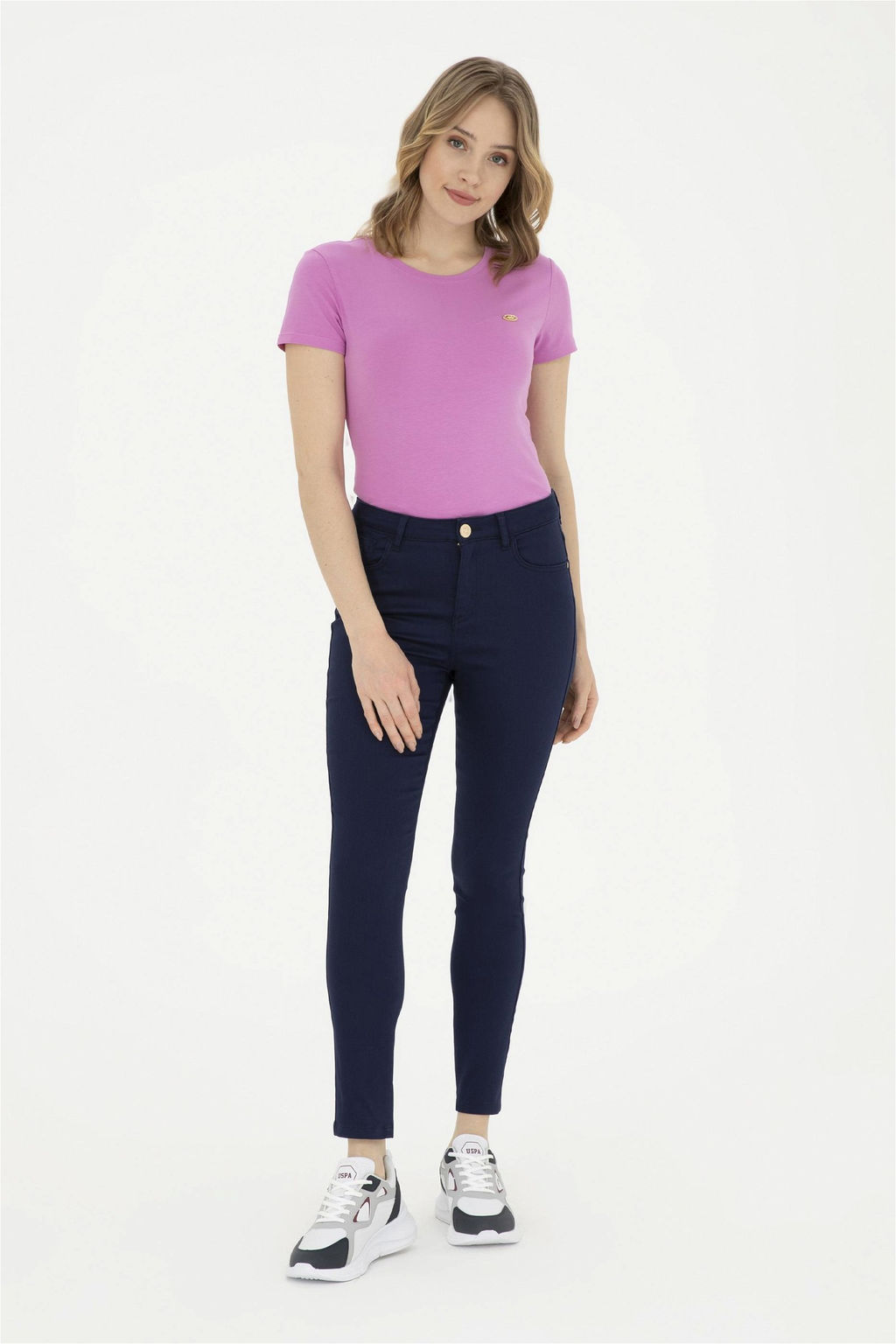 Женские темно-синие брюки из плотной ткани Неожиданная скидка в корзине