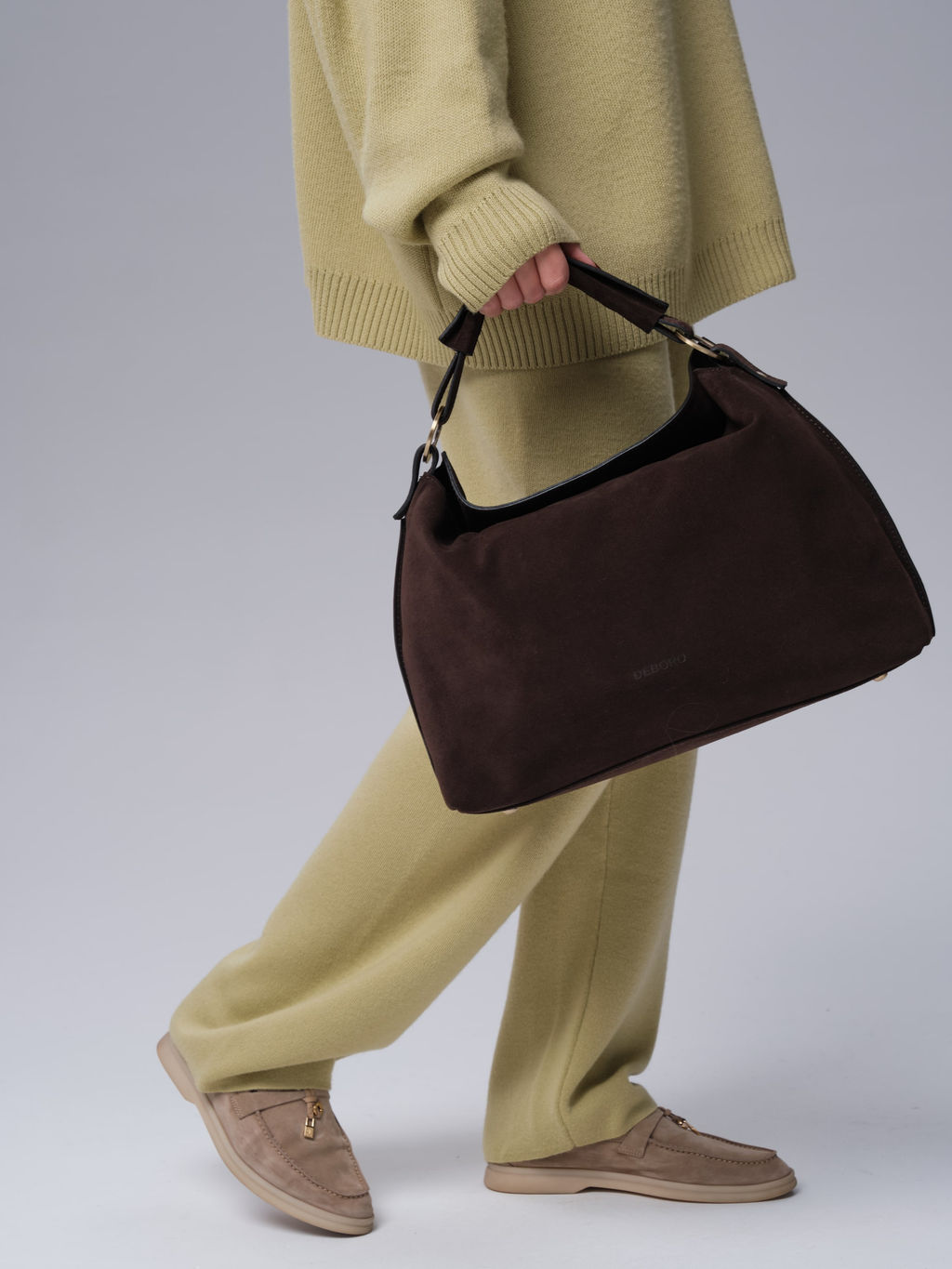 Замшевая сумка на плечо Deboro 30900 черный каштан