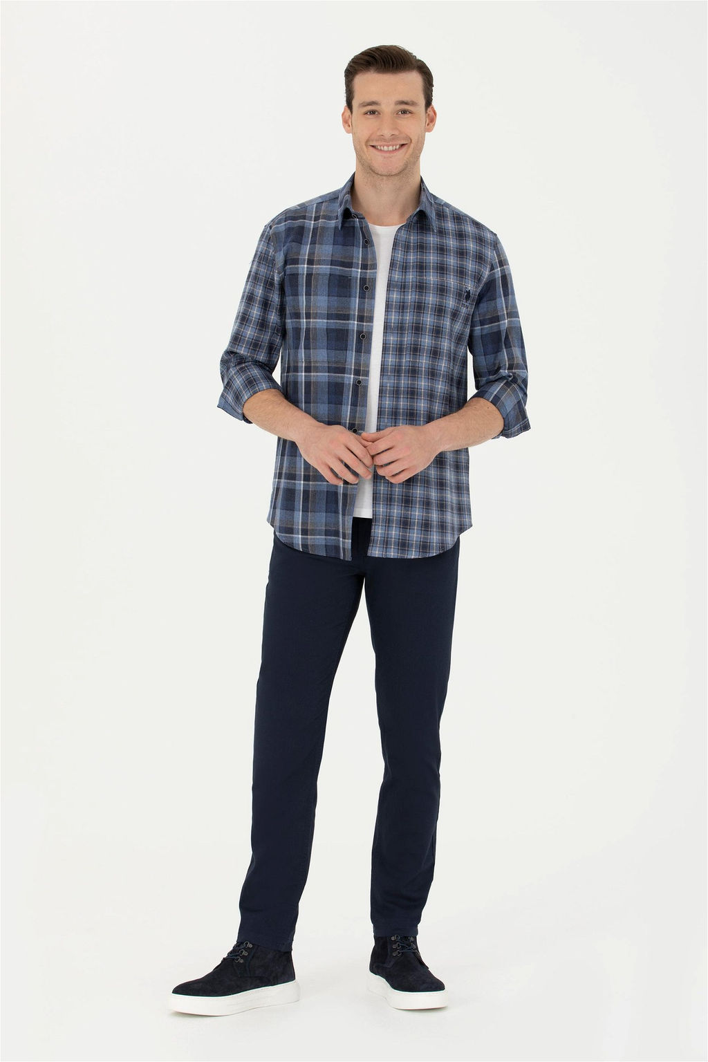 Мужские темно-синие брюки из плотной ткани - U.s. polo assn фото 10