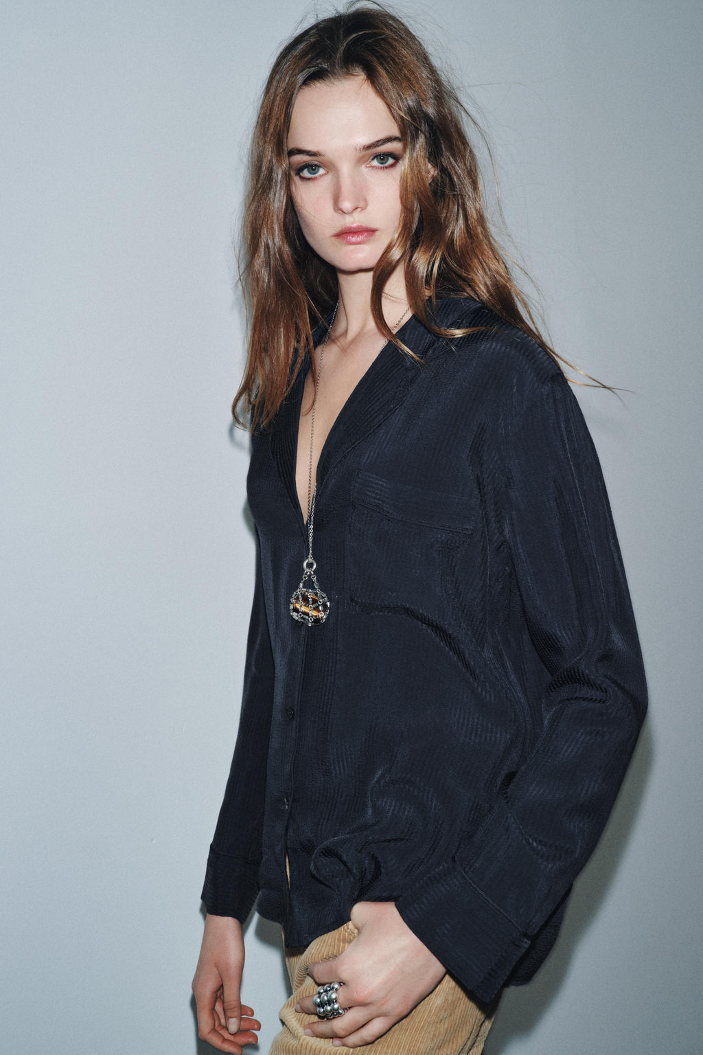 FLUID SHIRT WITH POCKET ZW COLLECTION - Zara фото 4