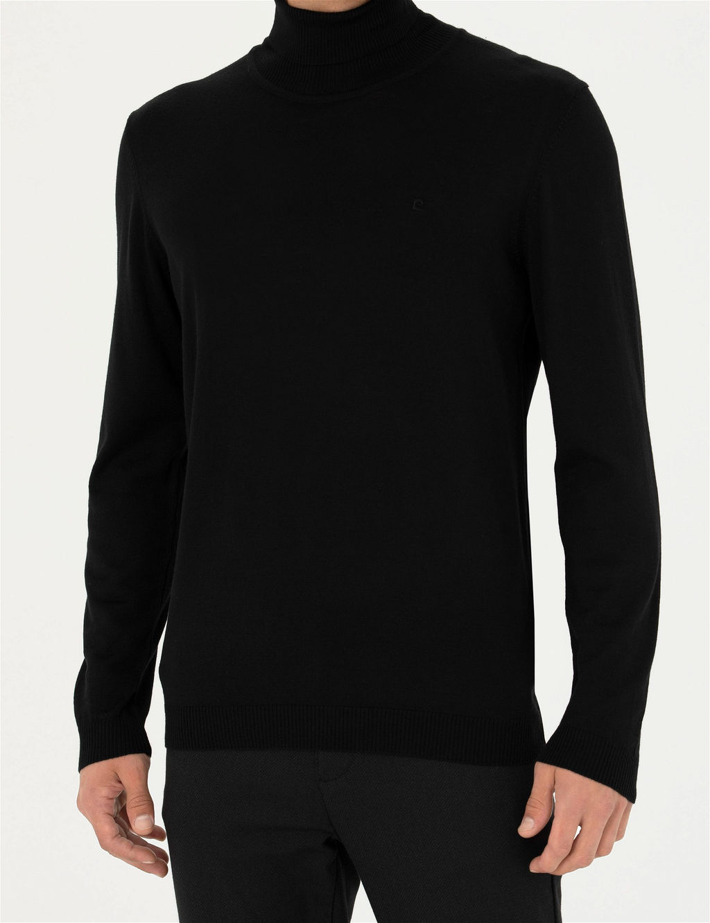Siyah Slim Fit Bal_k__ Yaka Y_n Kar___ml_ Basic Triko Kazak - Pierre cardin фото 6