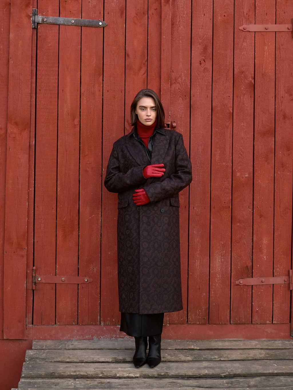 EMKA / Пальто с узором выполнено из сухой шерсти  фото 2